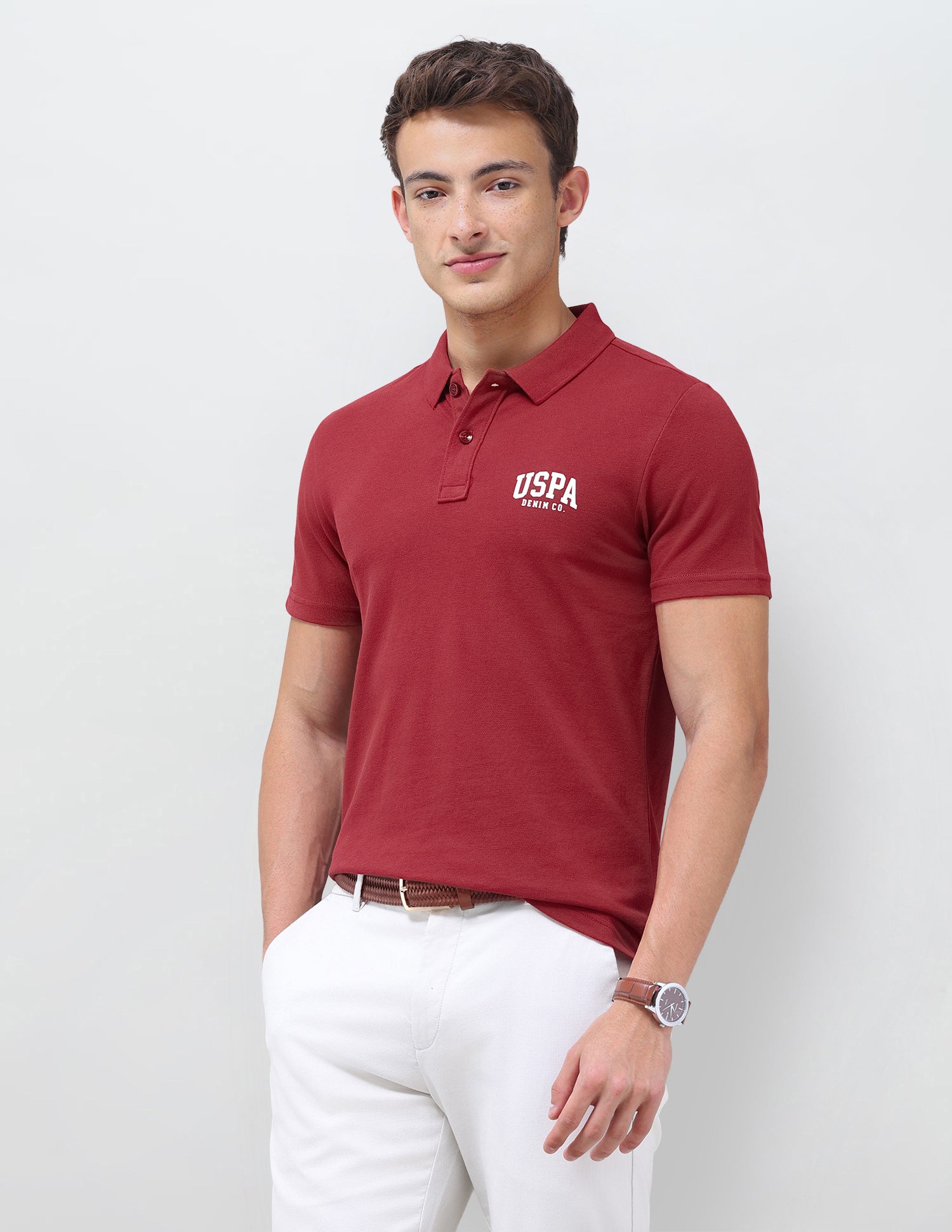 Solid Slim Fit Polo Shirt Red - U.S. Polo Assn. India | Large