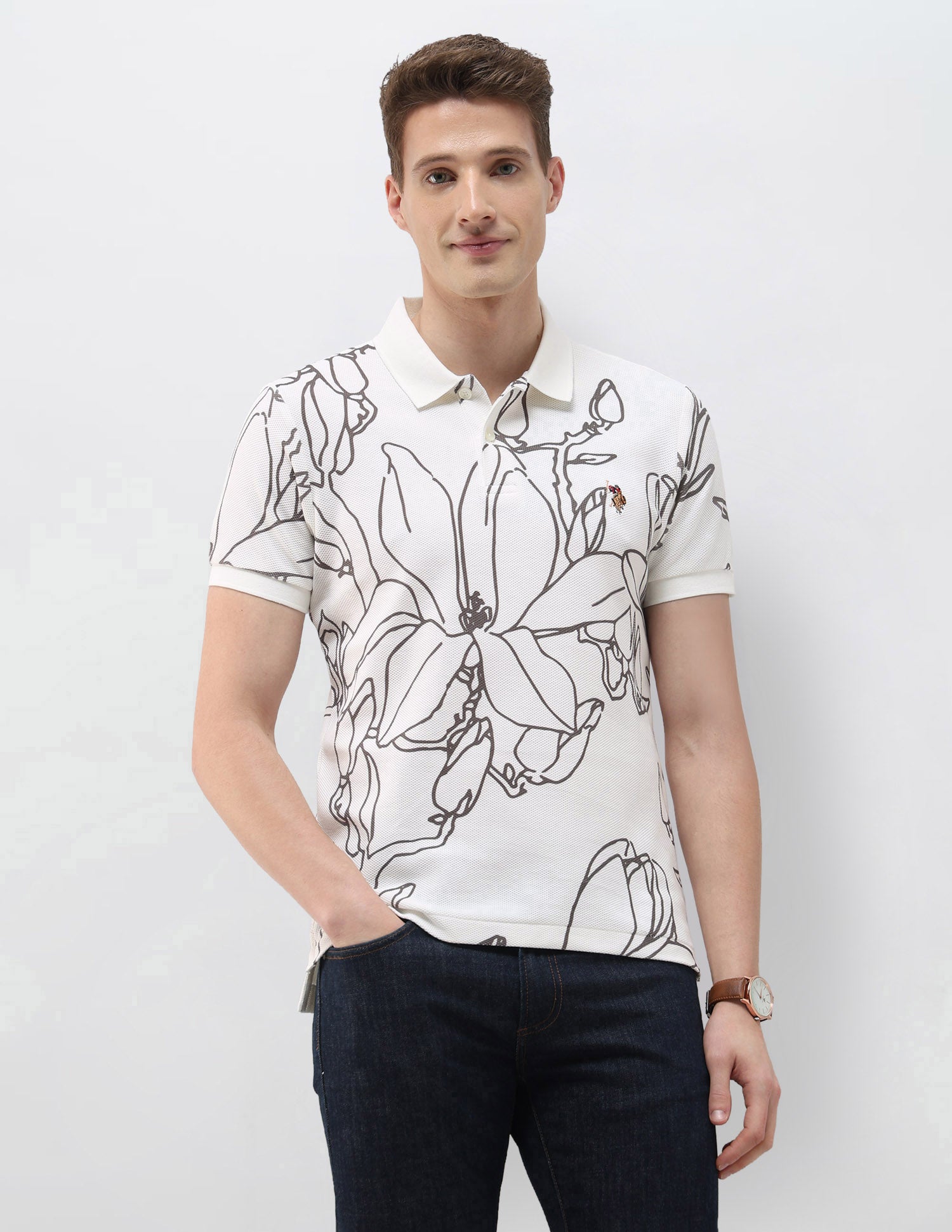 Floral Printed Summer House Polo Shirt