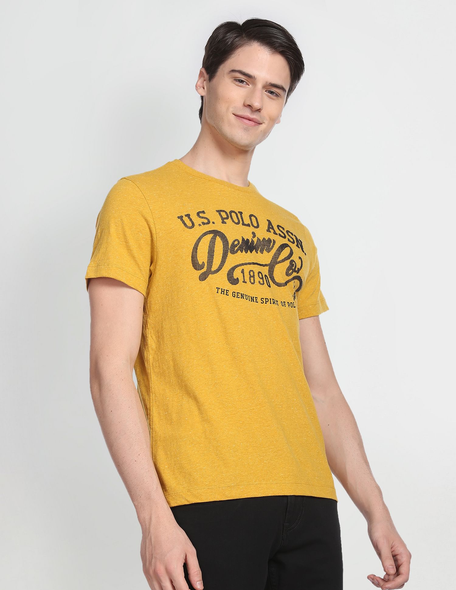 Heathered Typographic Print T-Shirt Mustard - U.S. POLO ASSN. | Large