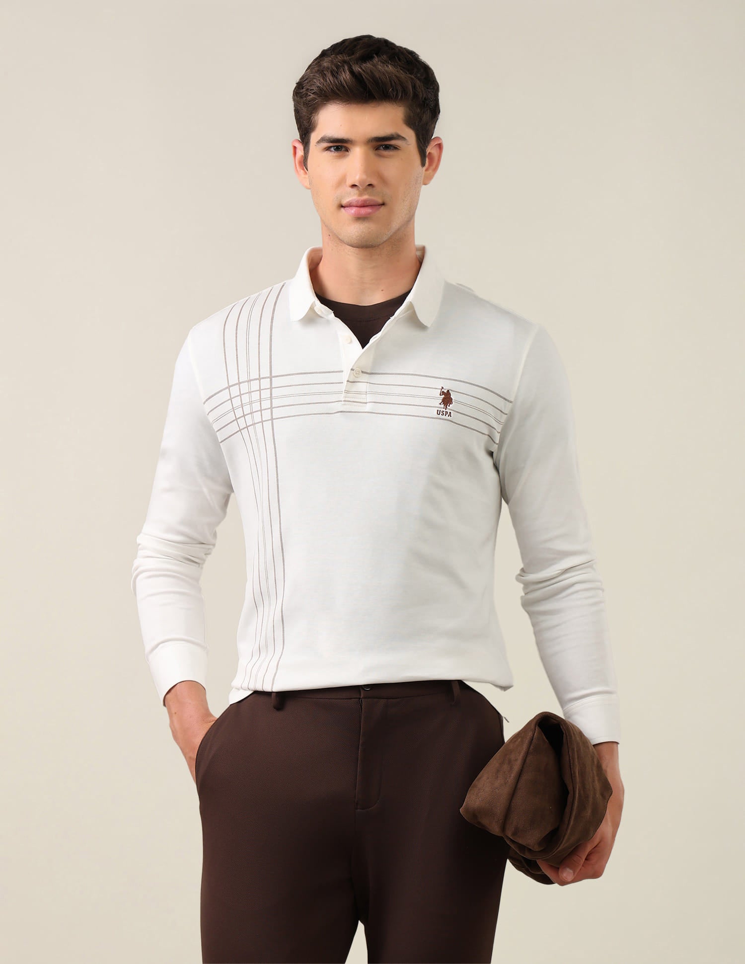 Solid Slim Fit Polo Shirt White - U.S. Polo Assn. India | Large