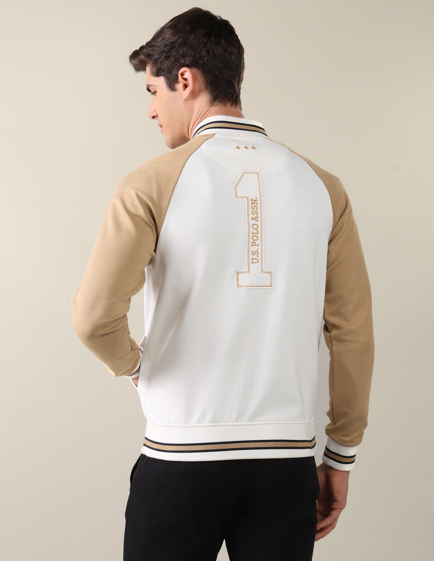 Colour Blocked Regular Fit Sweatshirt White - U.S. Polo Assn. India | Large