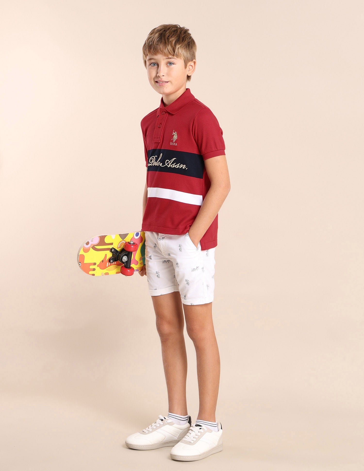 Boys Colourblock Regular Fit Polo Shirt