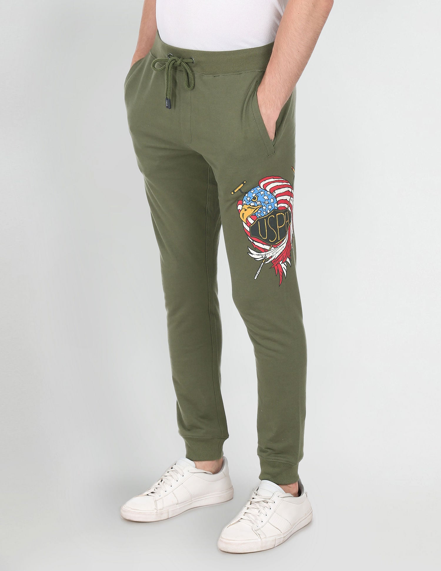 Drawstring Waist Graphic Print Joggers