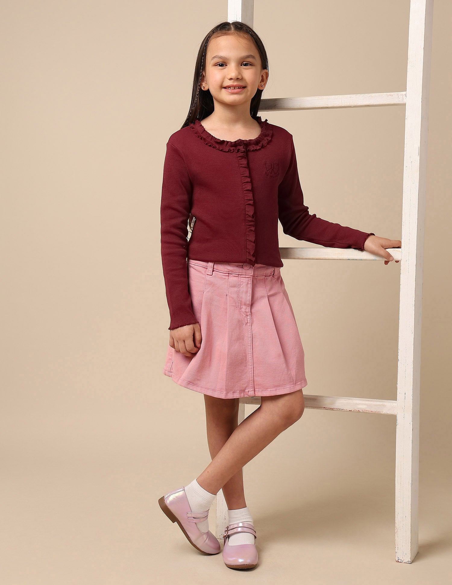 Girls Regular Fit Denim Shorts