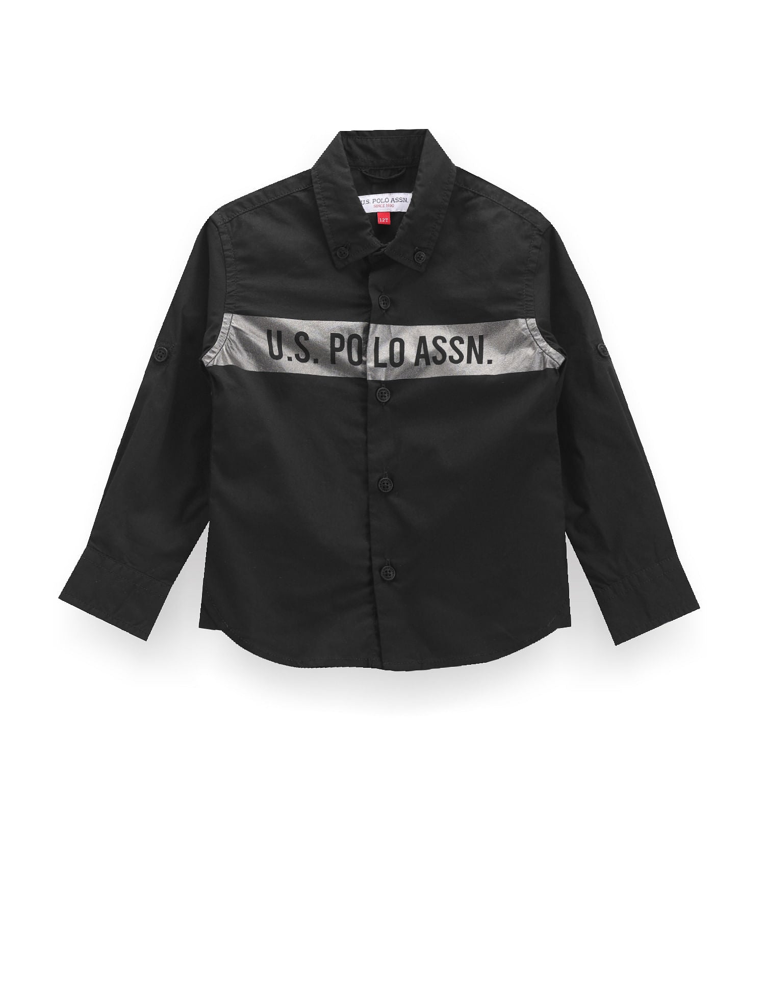 Boys Metallic Brand Stripe Shirt