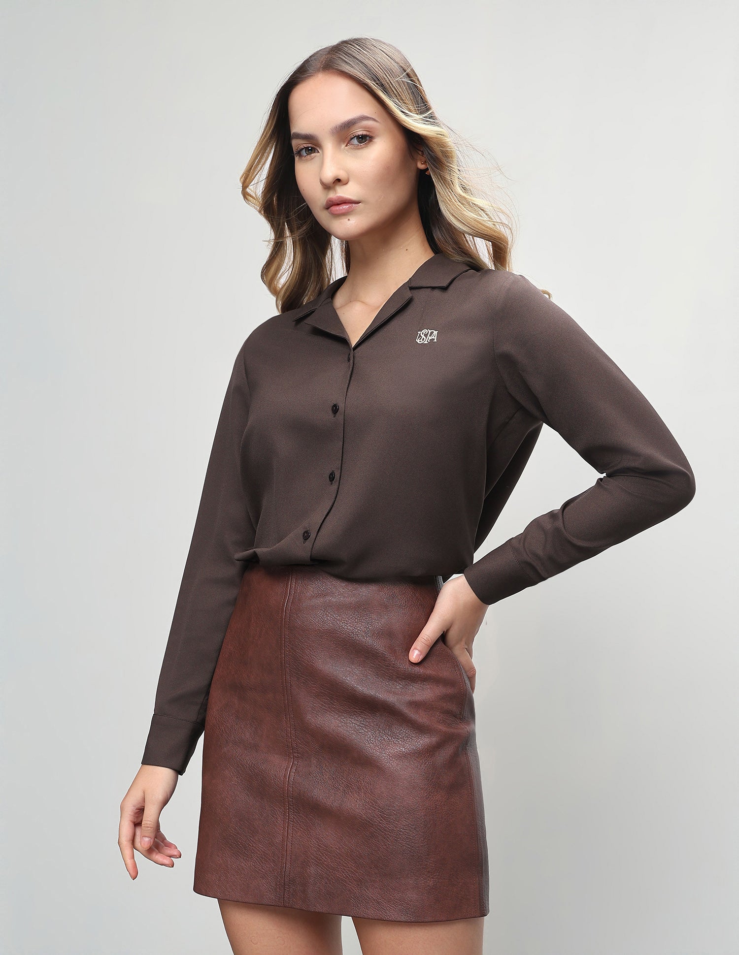 Solid Relaxed Fit Shirt Brown - U.S. Polo Assn. India | Large