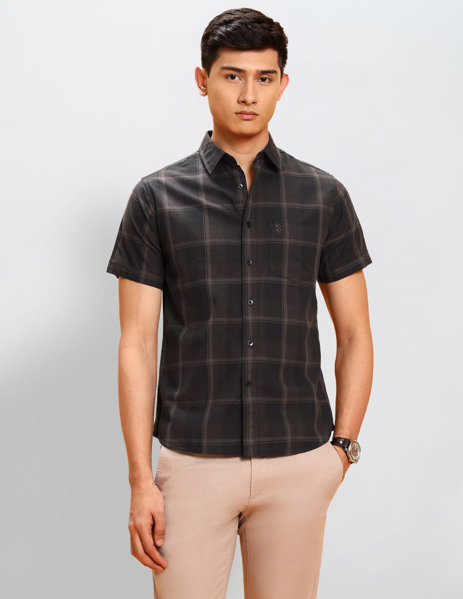 Windowpane Checked Tailored Fit Shirt