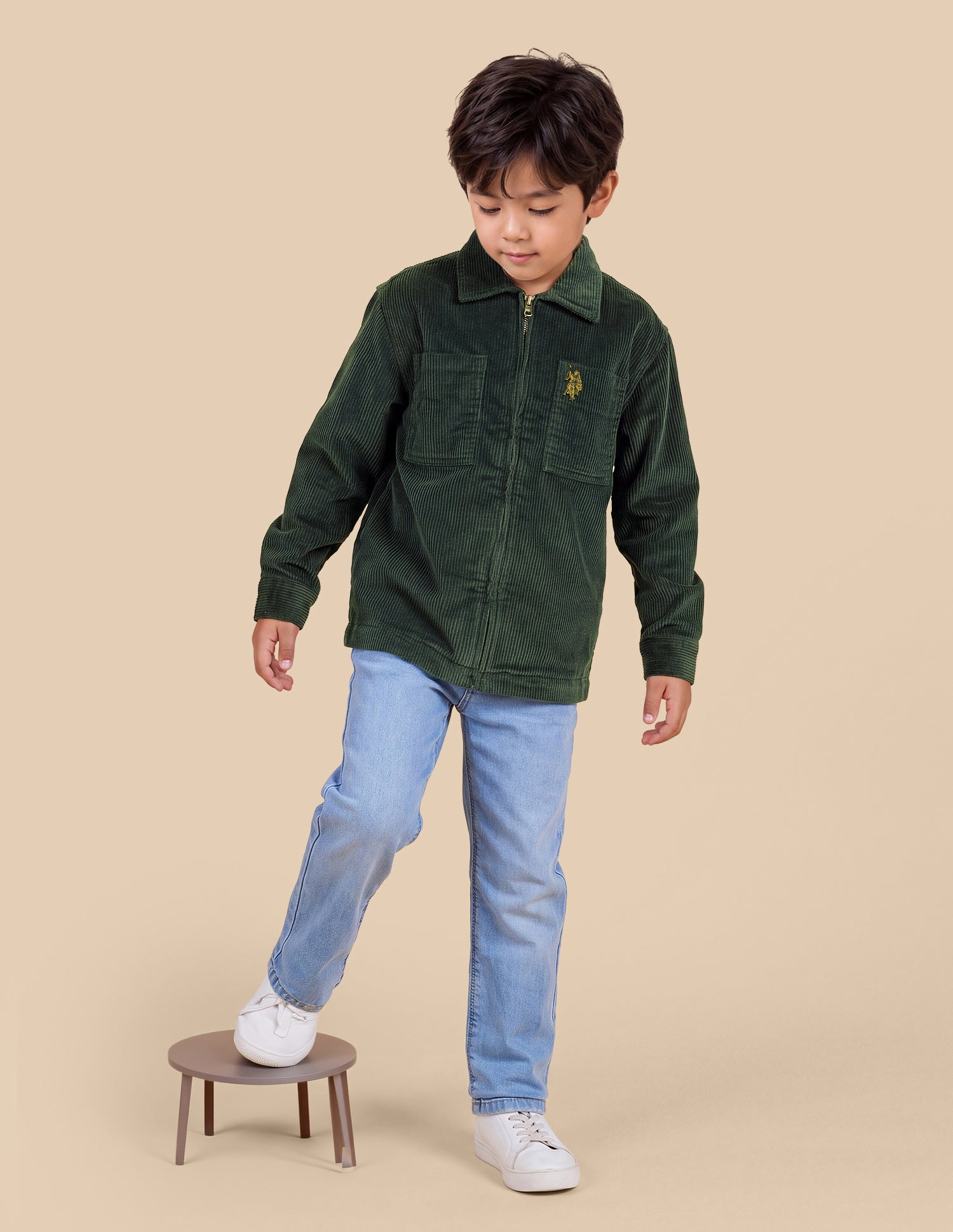 Corduroy Boxy Fit Shacket Olive - U.S. Polo Assn. India | Large