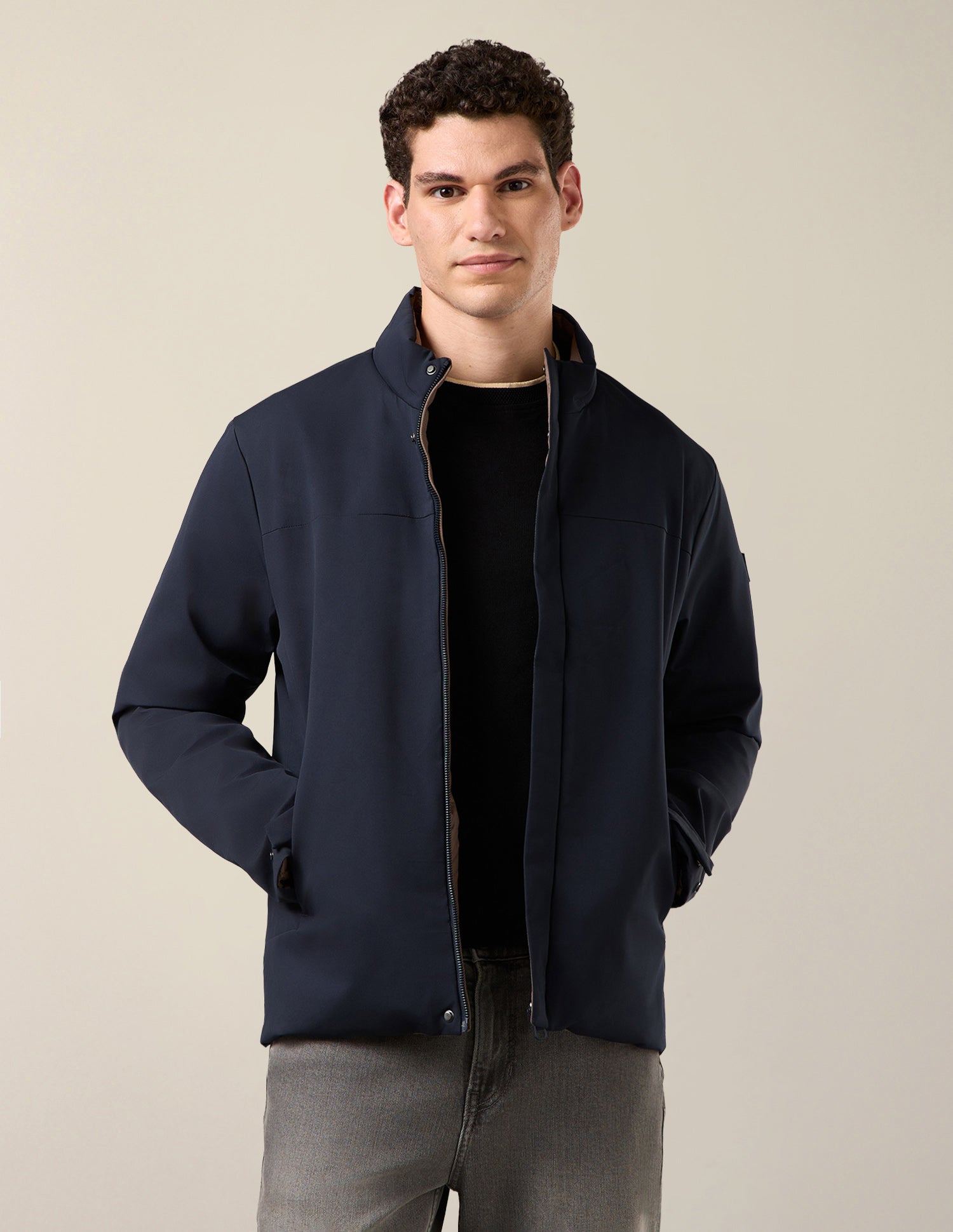 Solid Regular Fit Reversible Jacket Navy - U.S. Polo Assn. India | Large