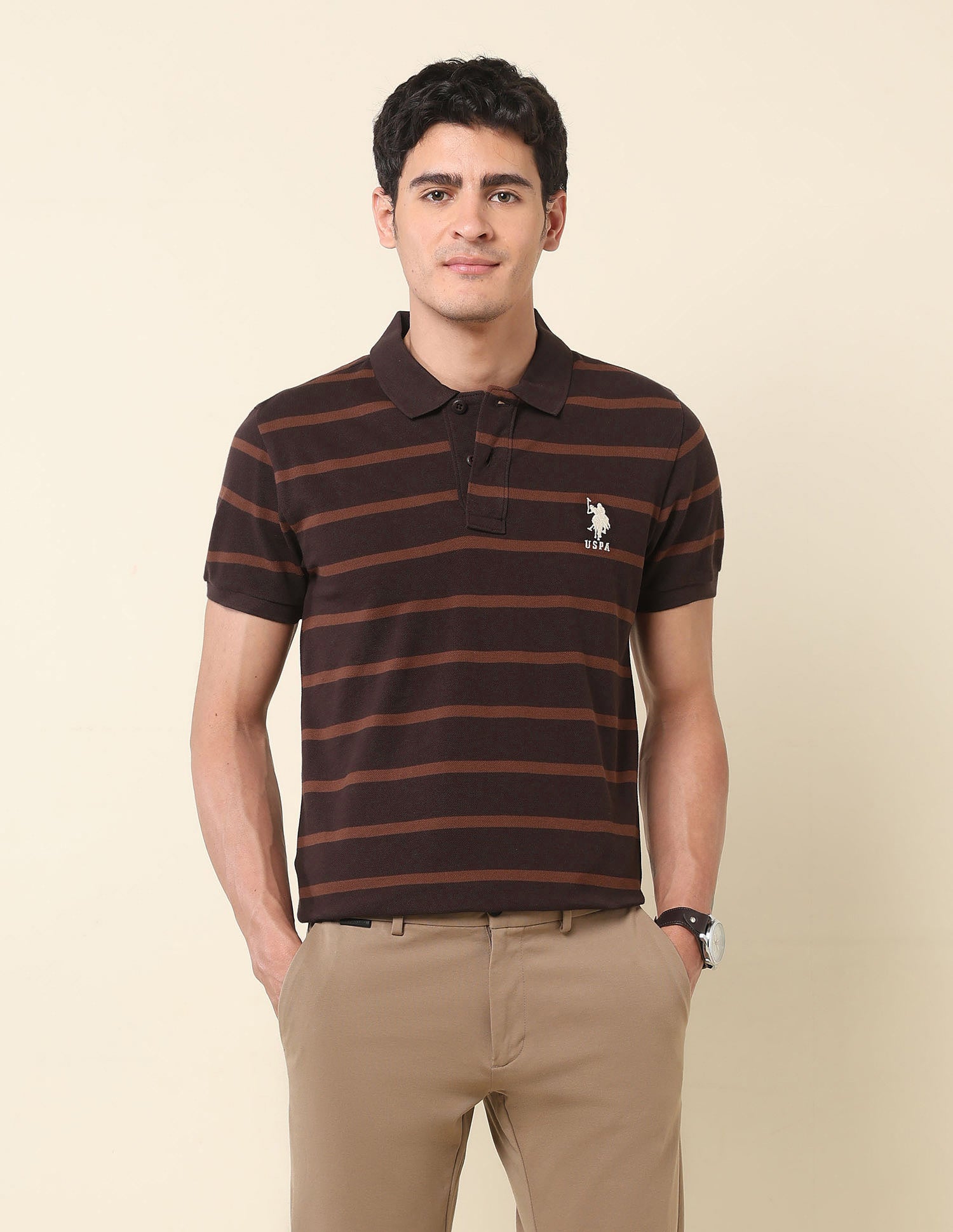 Horizontal Striped Classic Polo Shirt