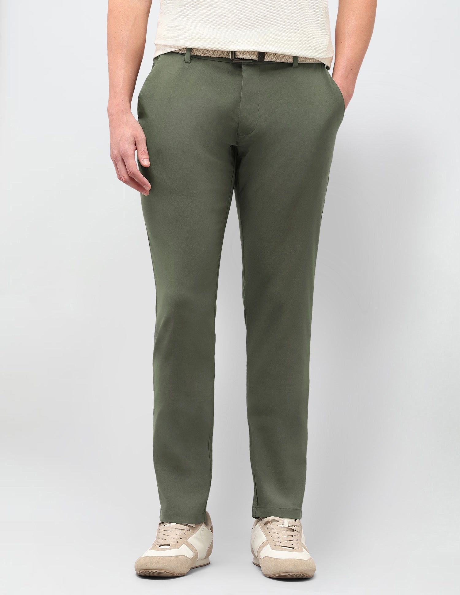 Satin Austin Slim Fit Trousers Olive - U.S. Polo Assn. India | Large