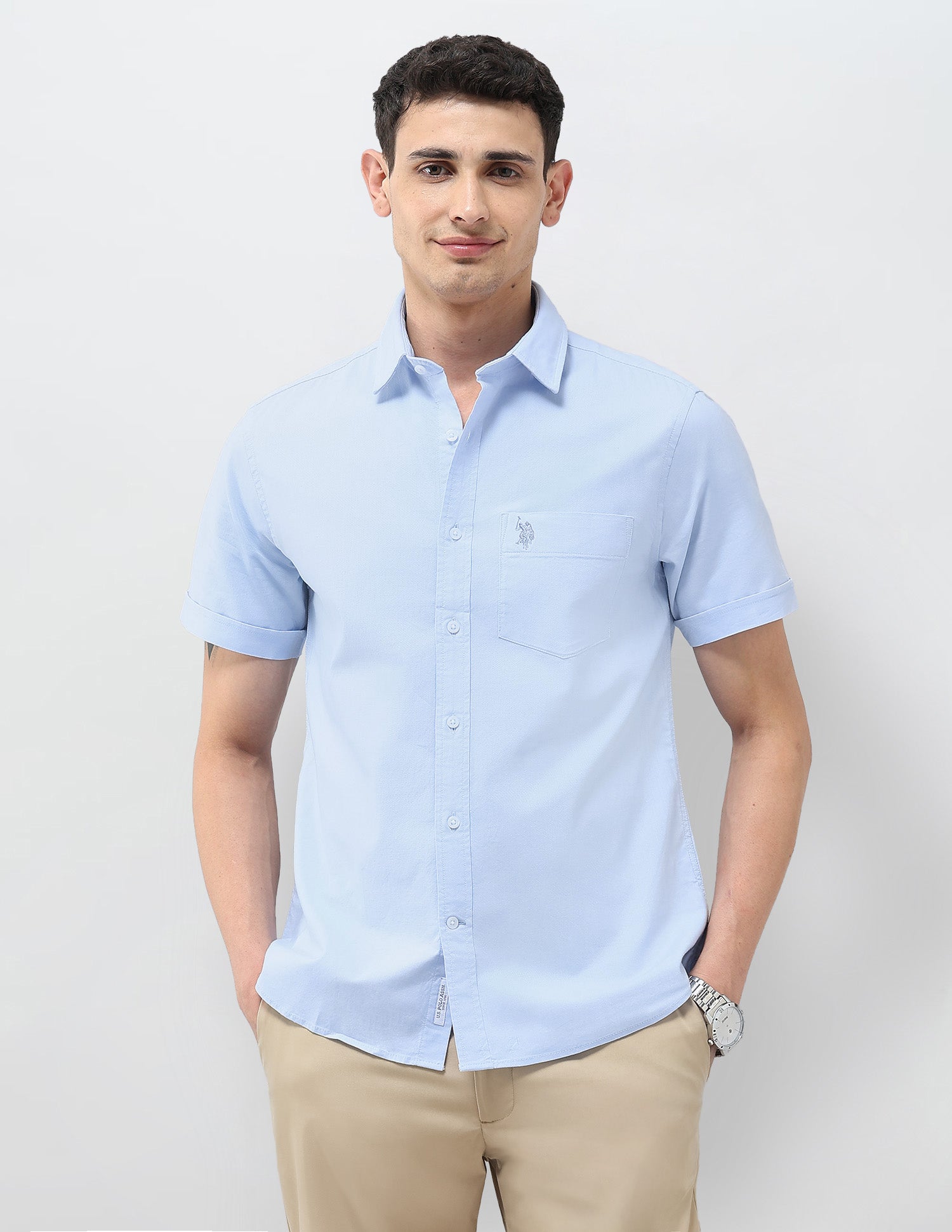 Tailored Fit Oxford Shirt Light Blue - U.S. Polo Assn. India | Large