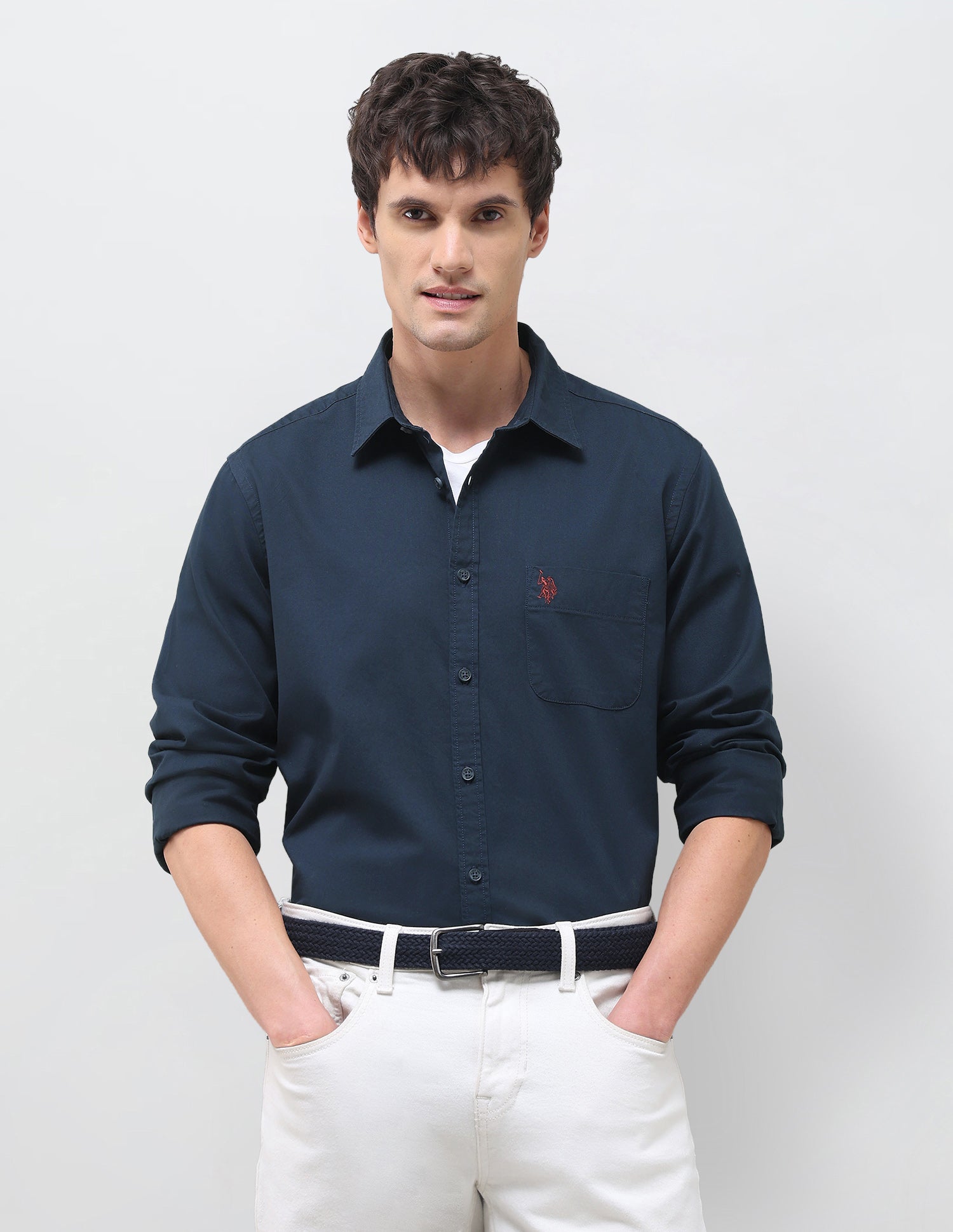 Twill Solid Shirt Navy - U.S. Polo Assn. India | Large