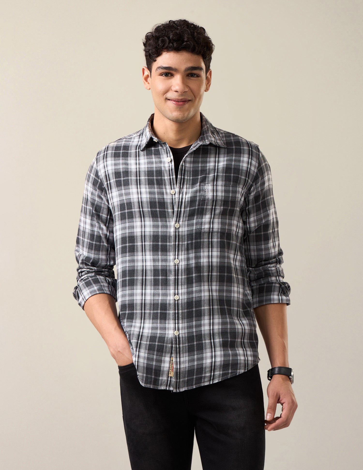 Plaid Checked Twill Shirt Grey - U.S. Polo Assn. India | Large