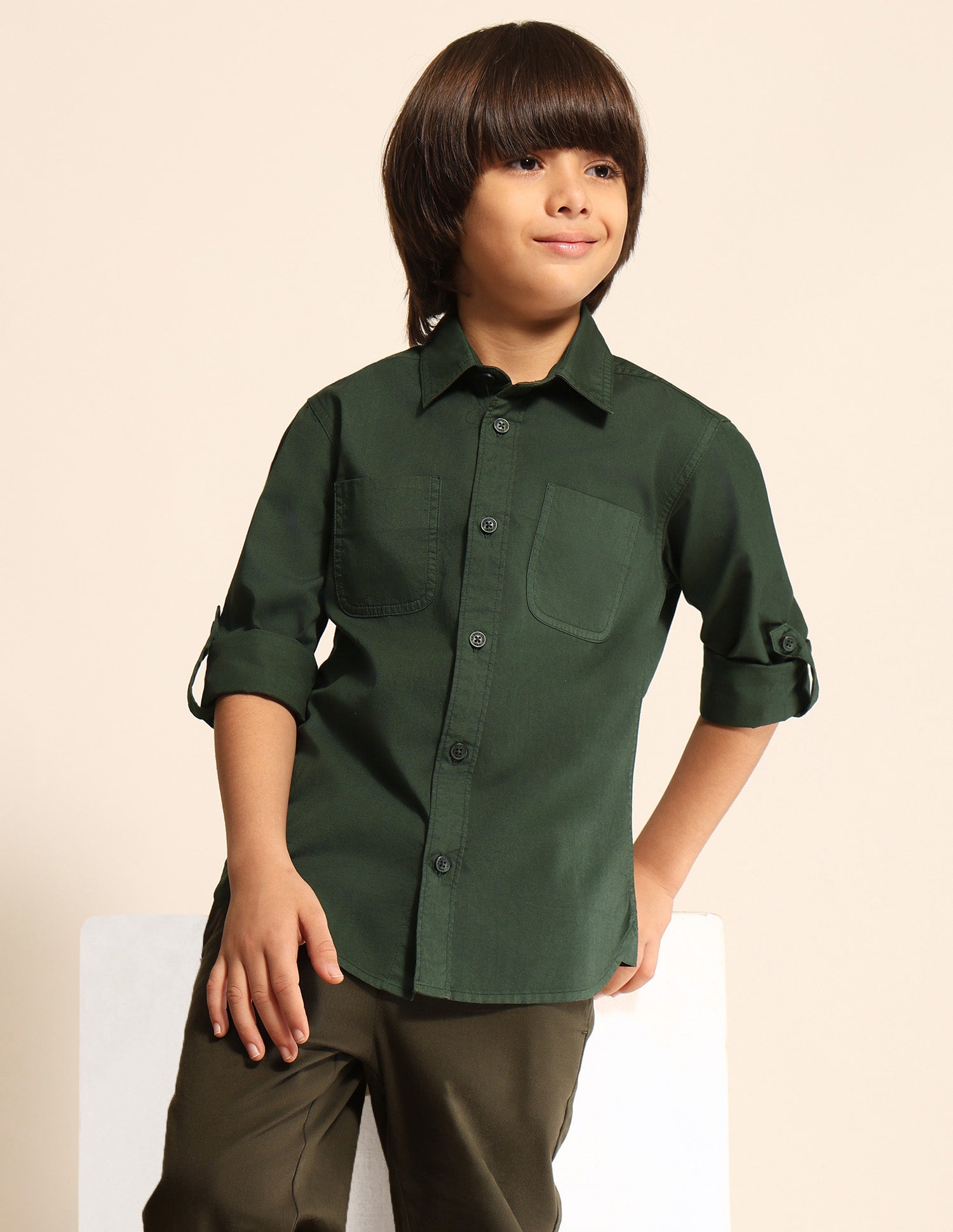 Boys Solid Regular Fit Shirt