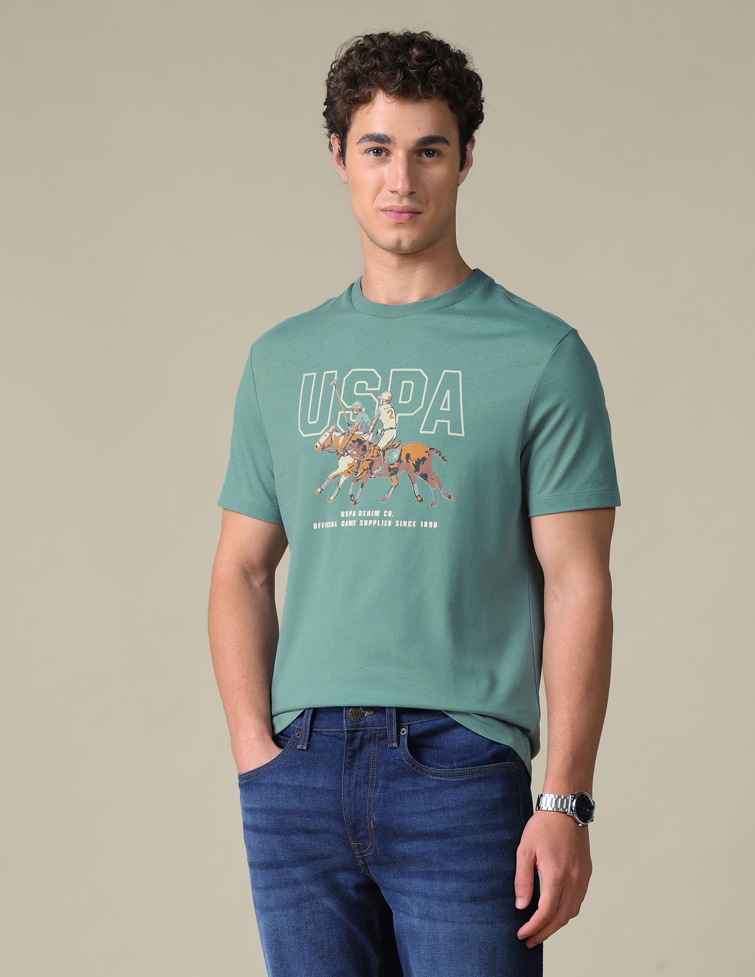 Slim Fit Graphic Brand Printed T-Shirt