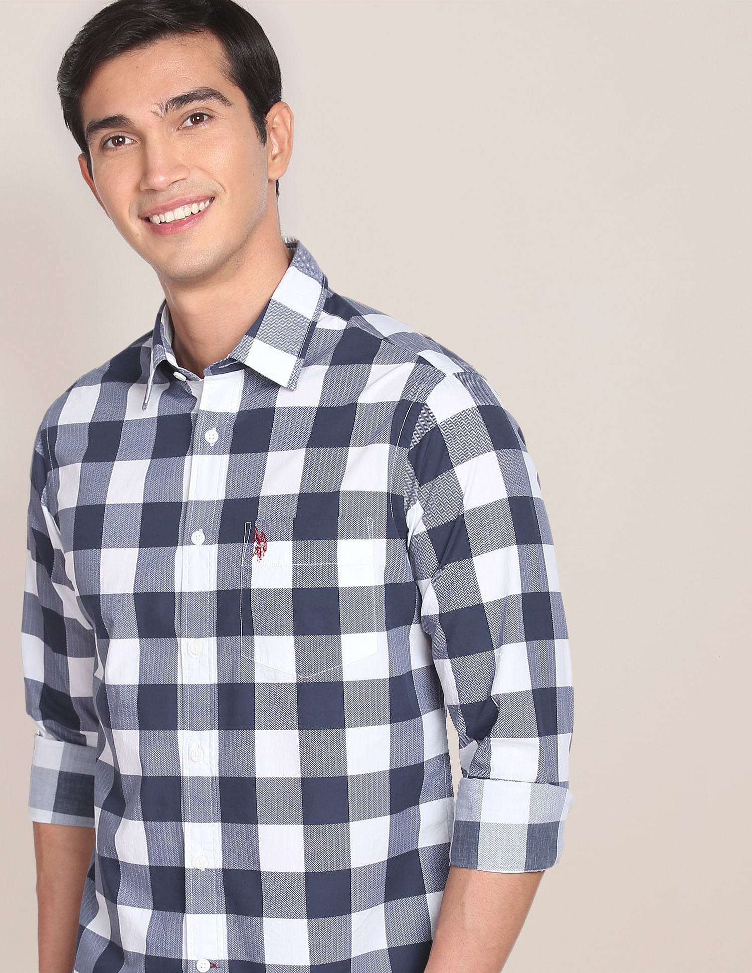 Buffalo Check Cotton Casual Shirt Navy - U.S. POLO ASSN. | Large