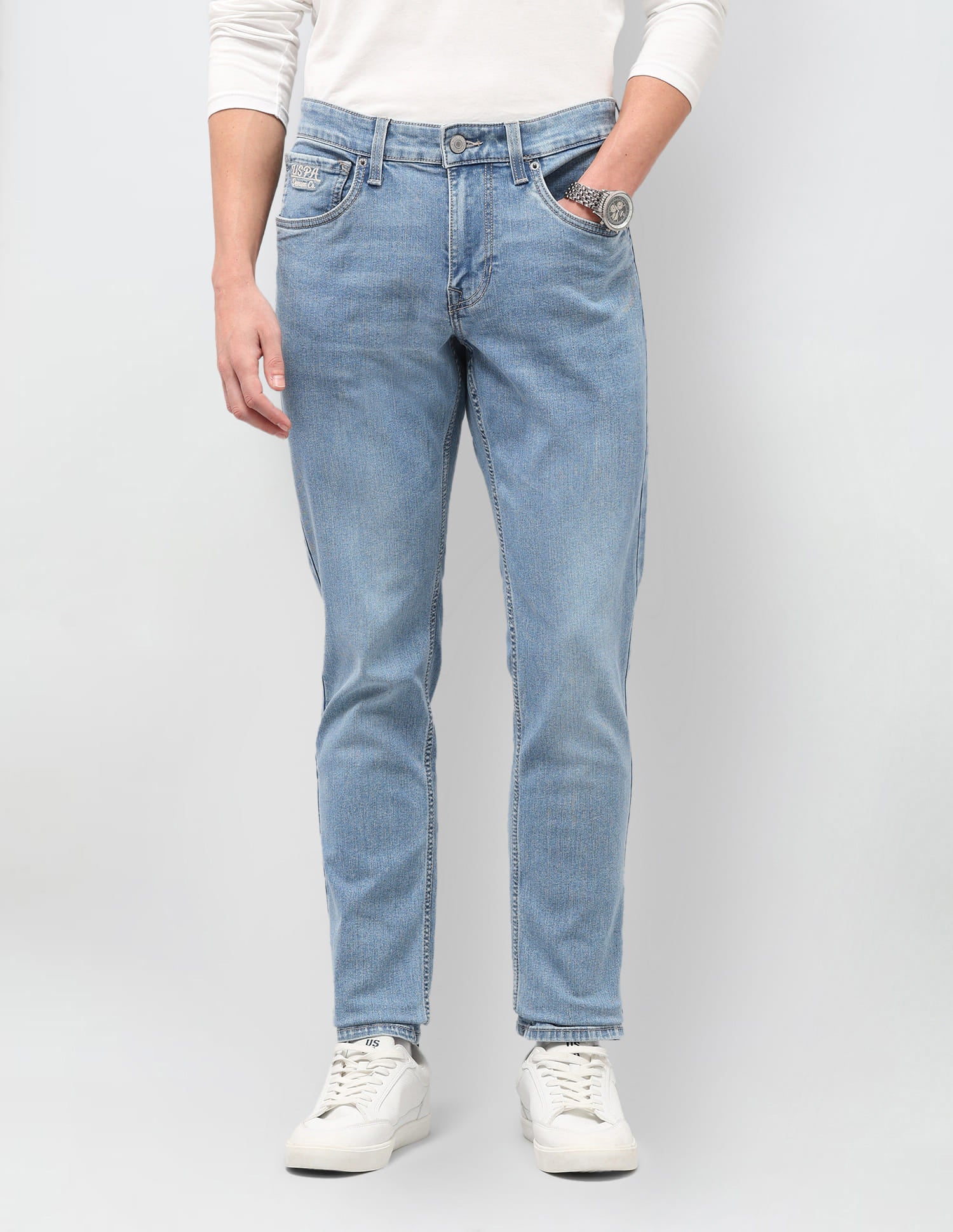 Solid Slim Fit Jeans Blue - U.S. Polo Assn. India | Large