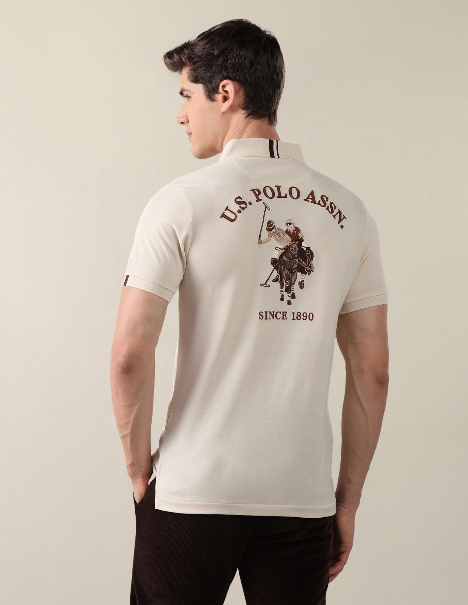 Brand Embroidered Slim Fit Polo Shirt White - U.S. Polo Assn. India | Large