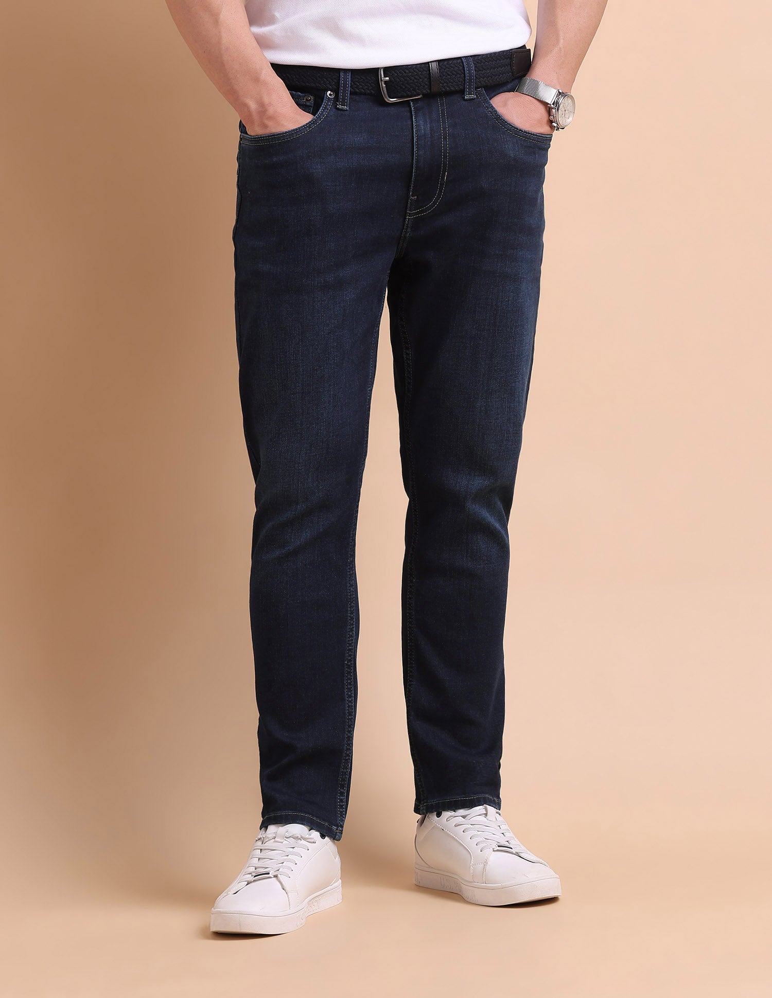 Cole Comfort Cropped Fit Blue Jeans