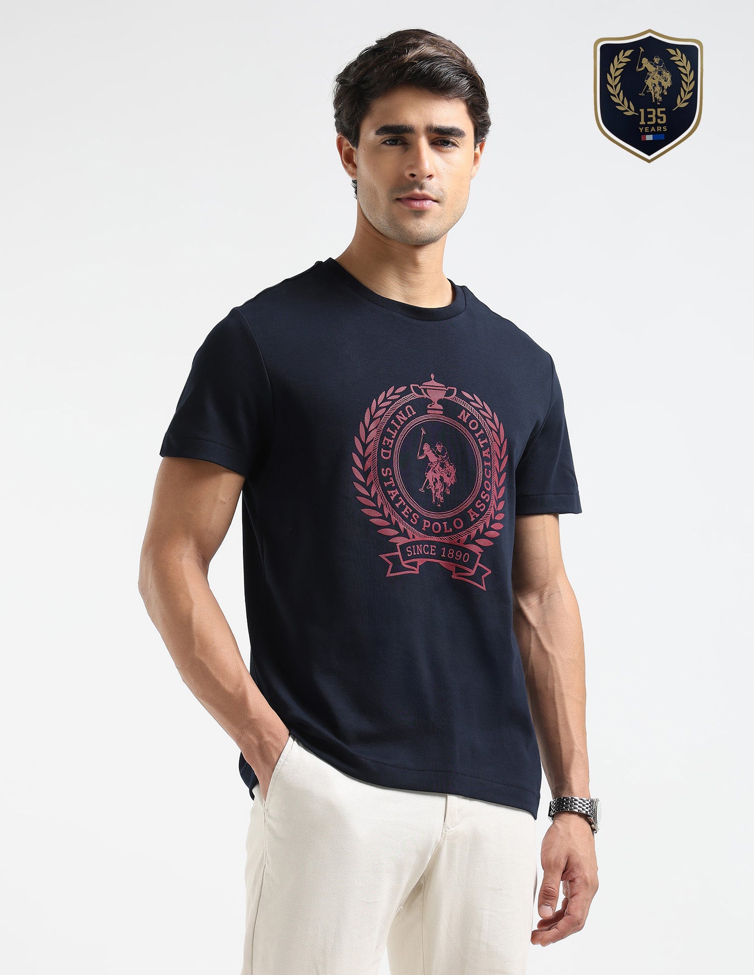 Brand Printed Regular Fit T Shirt