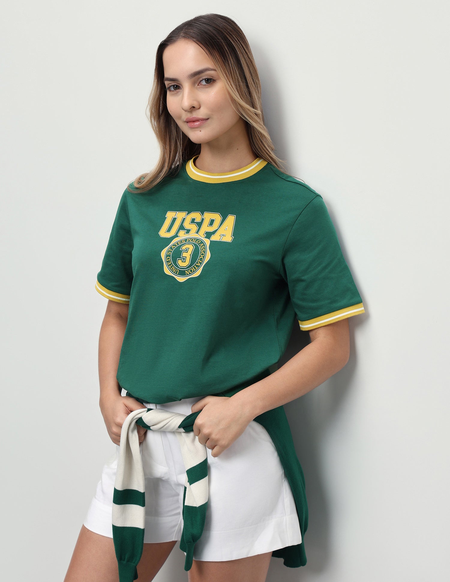 Brand Printed Boxy Fit T-Shirt Dark Green - U.S. Polo Assn. India | Large