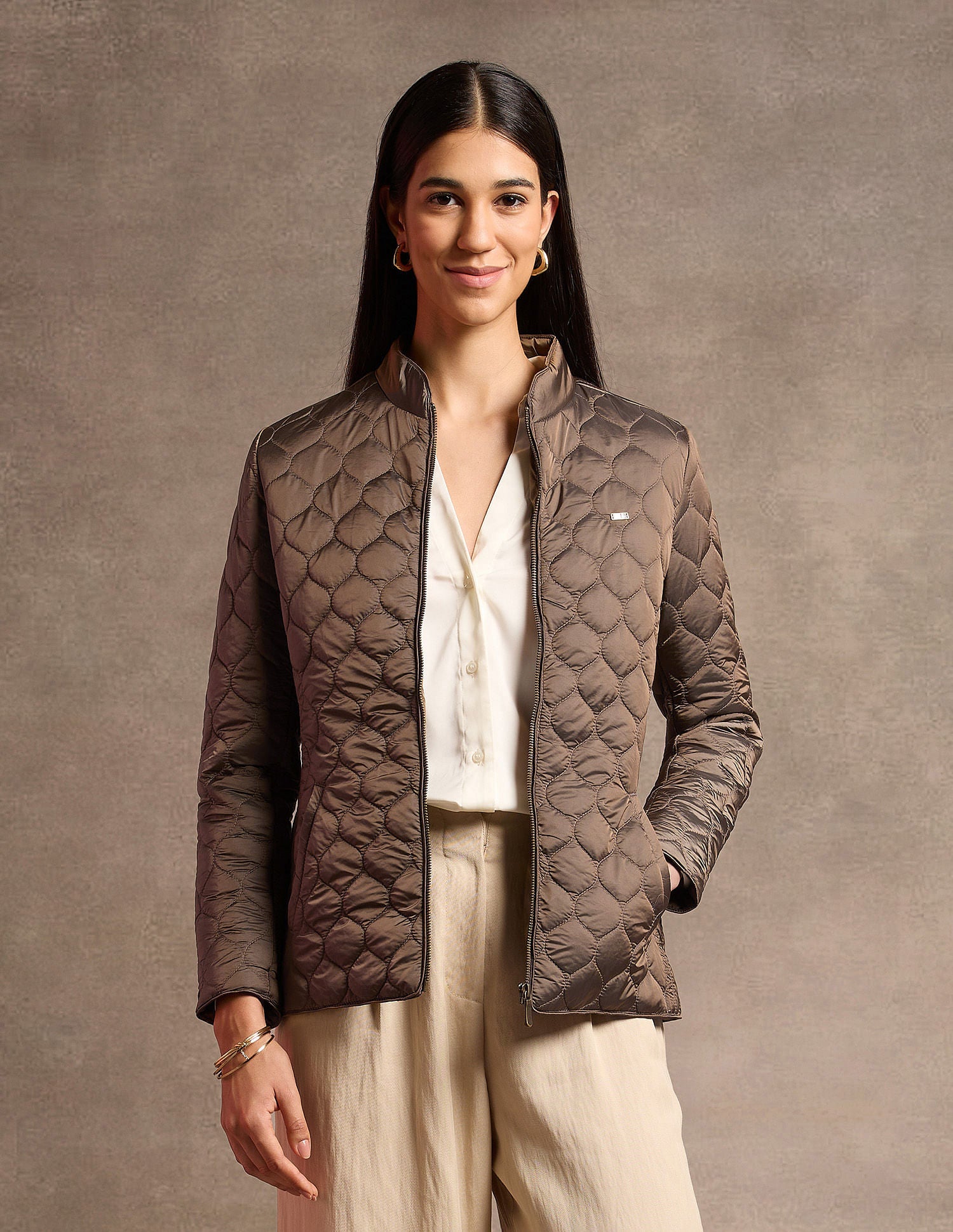 Hooded Solid Quilted Jacket Copper - U.S. Polo Assn. India | Large