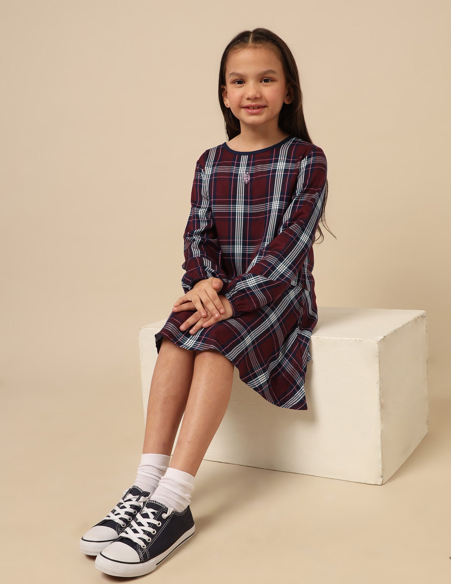 Girls Checked A-Line Dress
