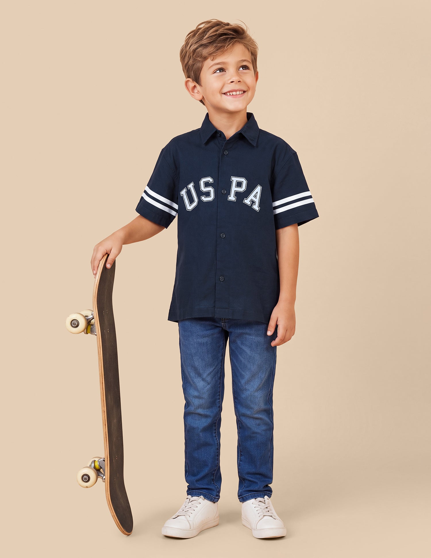 Brand Printed Oxford Shirt Navy - U.S. Polo Assn. India | Large