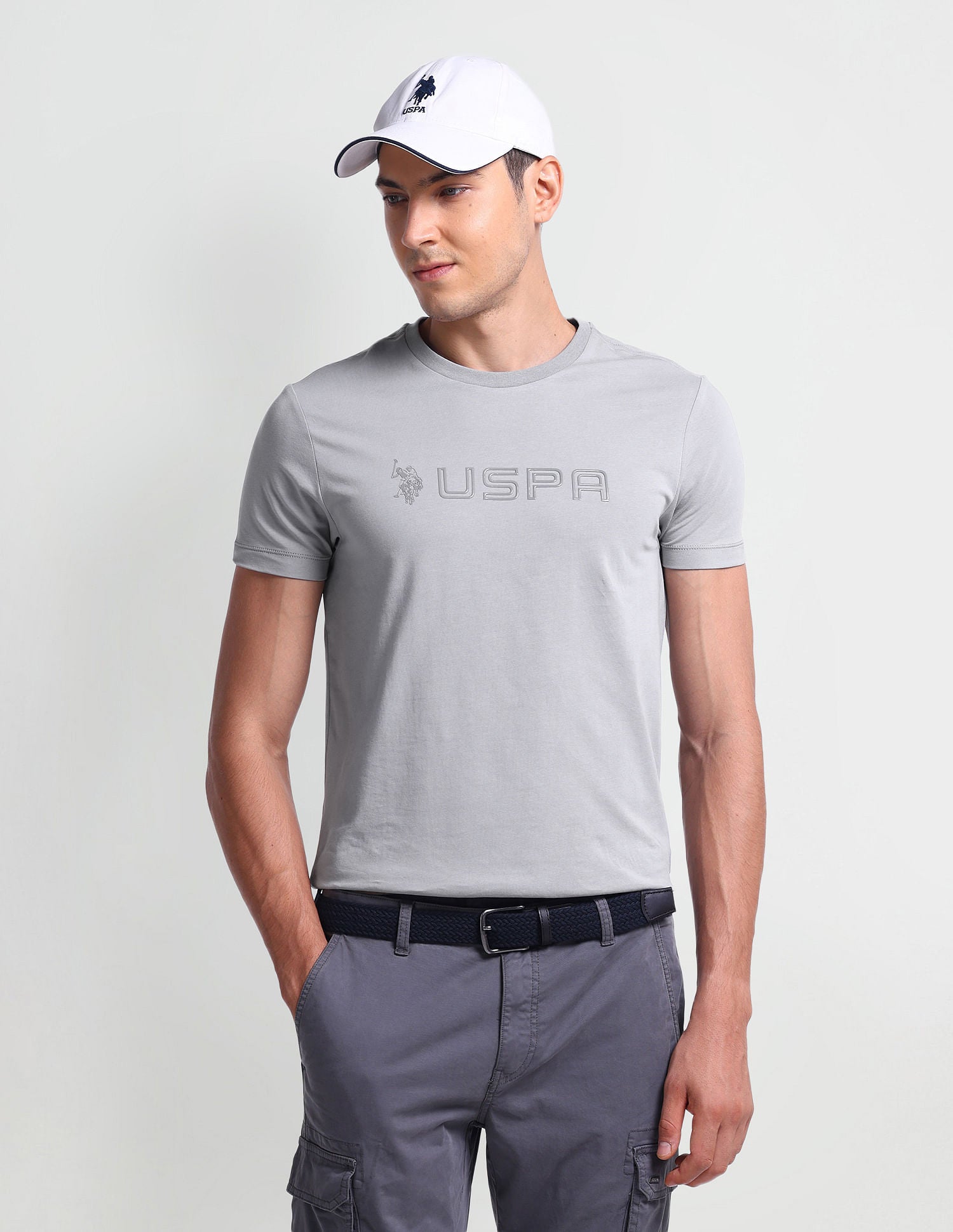 Muscle Fit Brand Print T-Shirt Grey - U.S. Polo Assn. India | Large