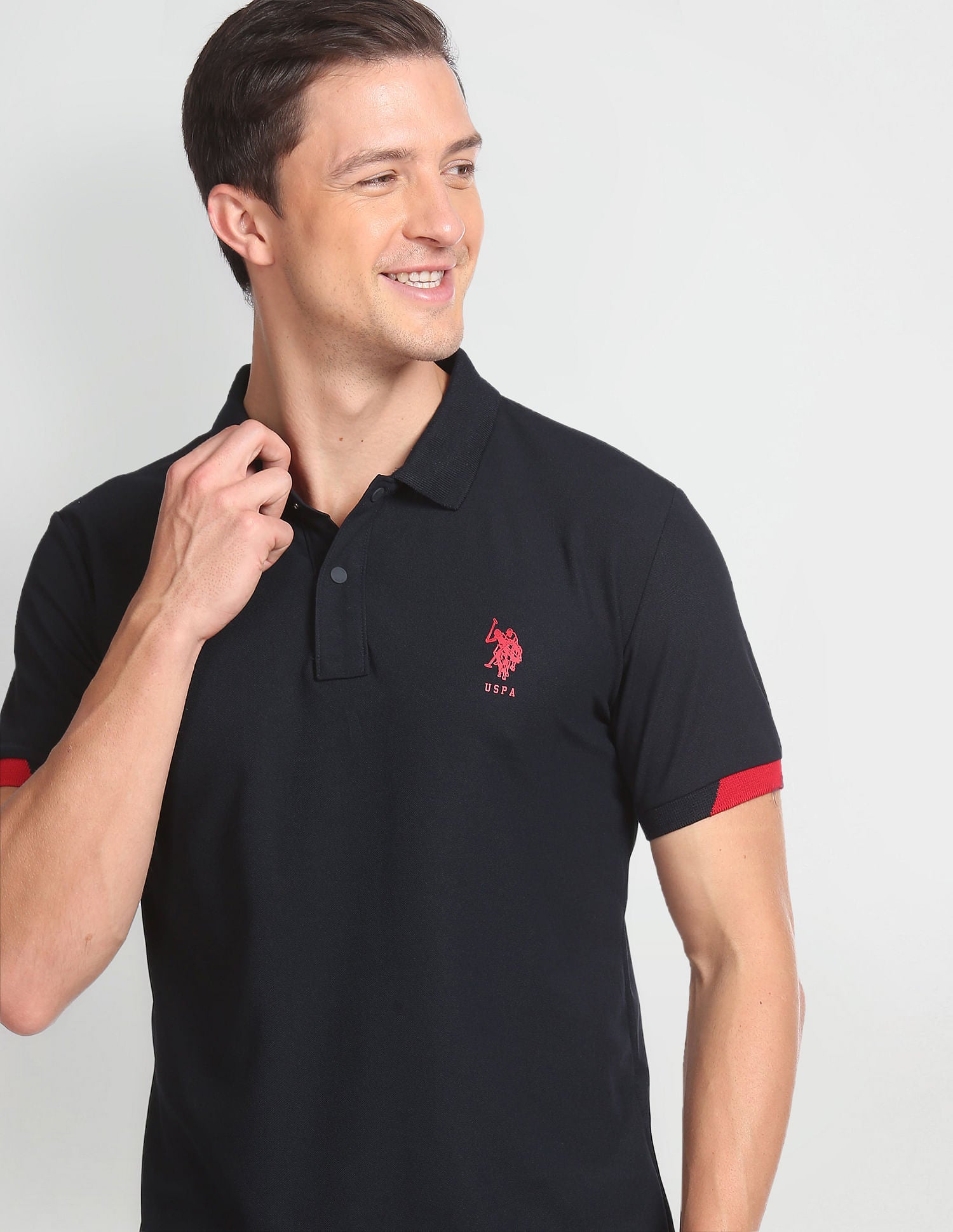Solid Slim Fit Polo Shirt Navy - U.S. Polo Assn. India | Large