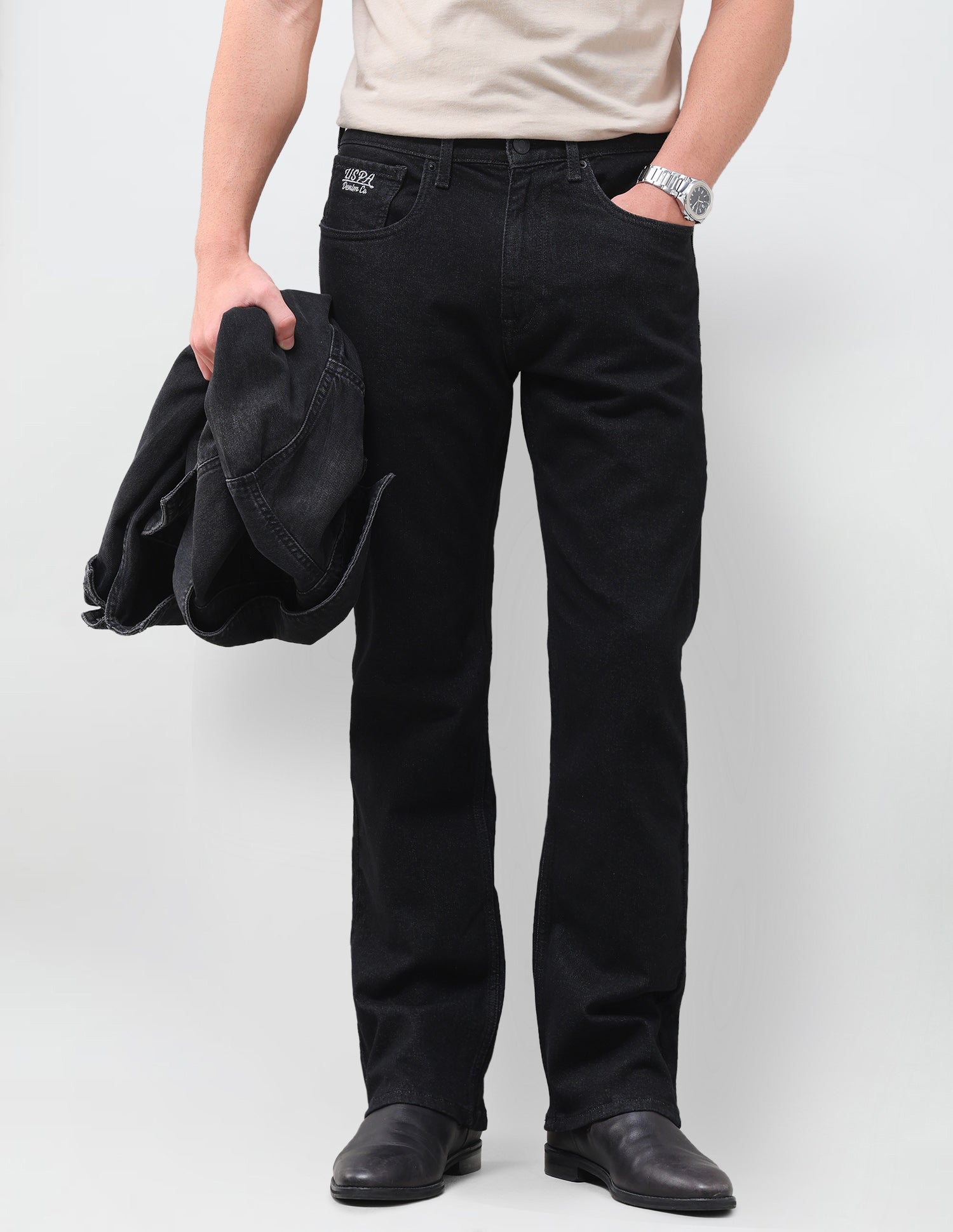Connor Bootcut Fit Black Jeans Black - U.S. Polo Assn. India | Large