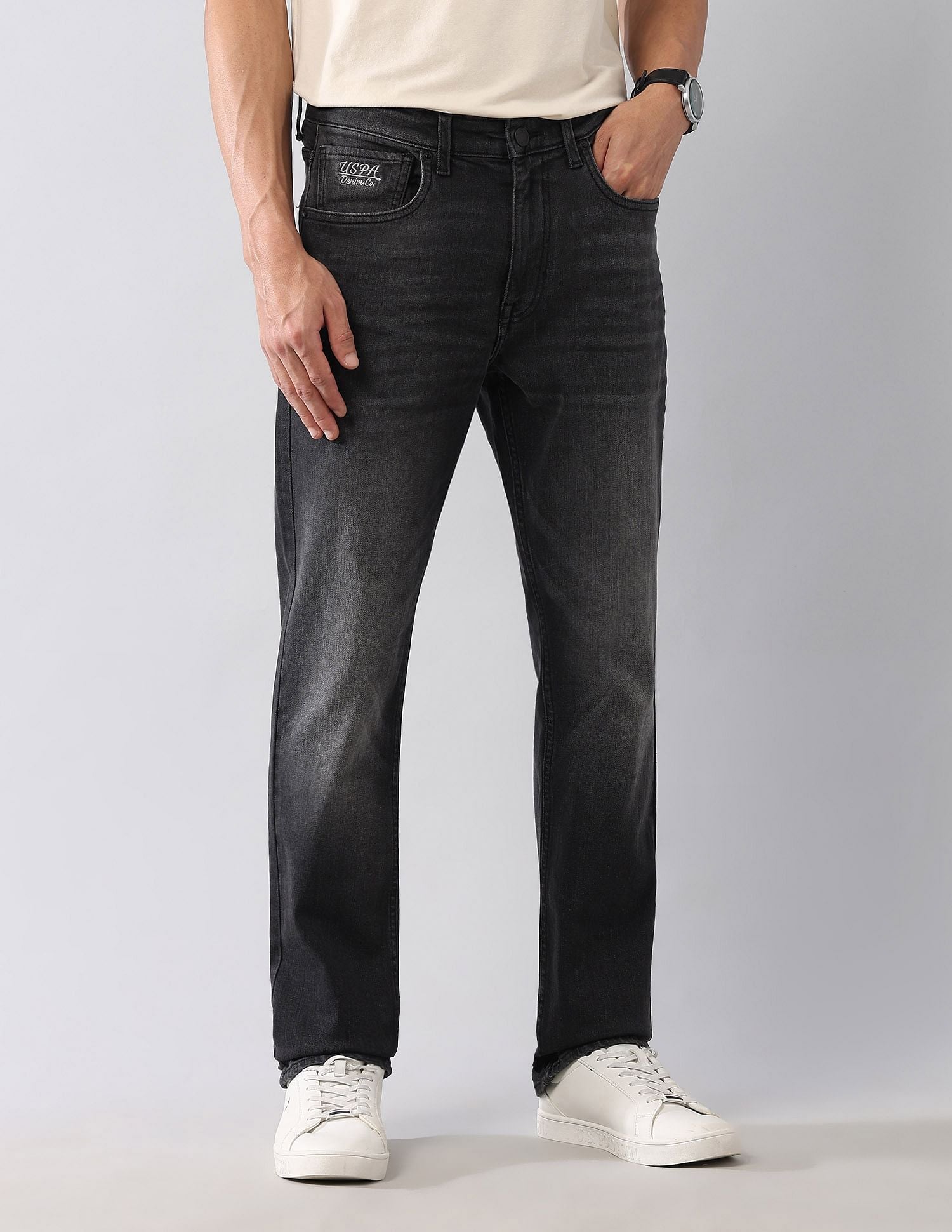 Harold Slim Straight Fit Black Jeans Black - U.S. Polo Assn. India | Large