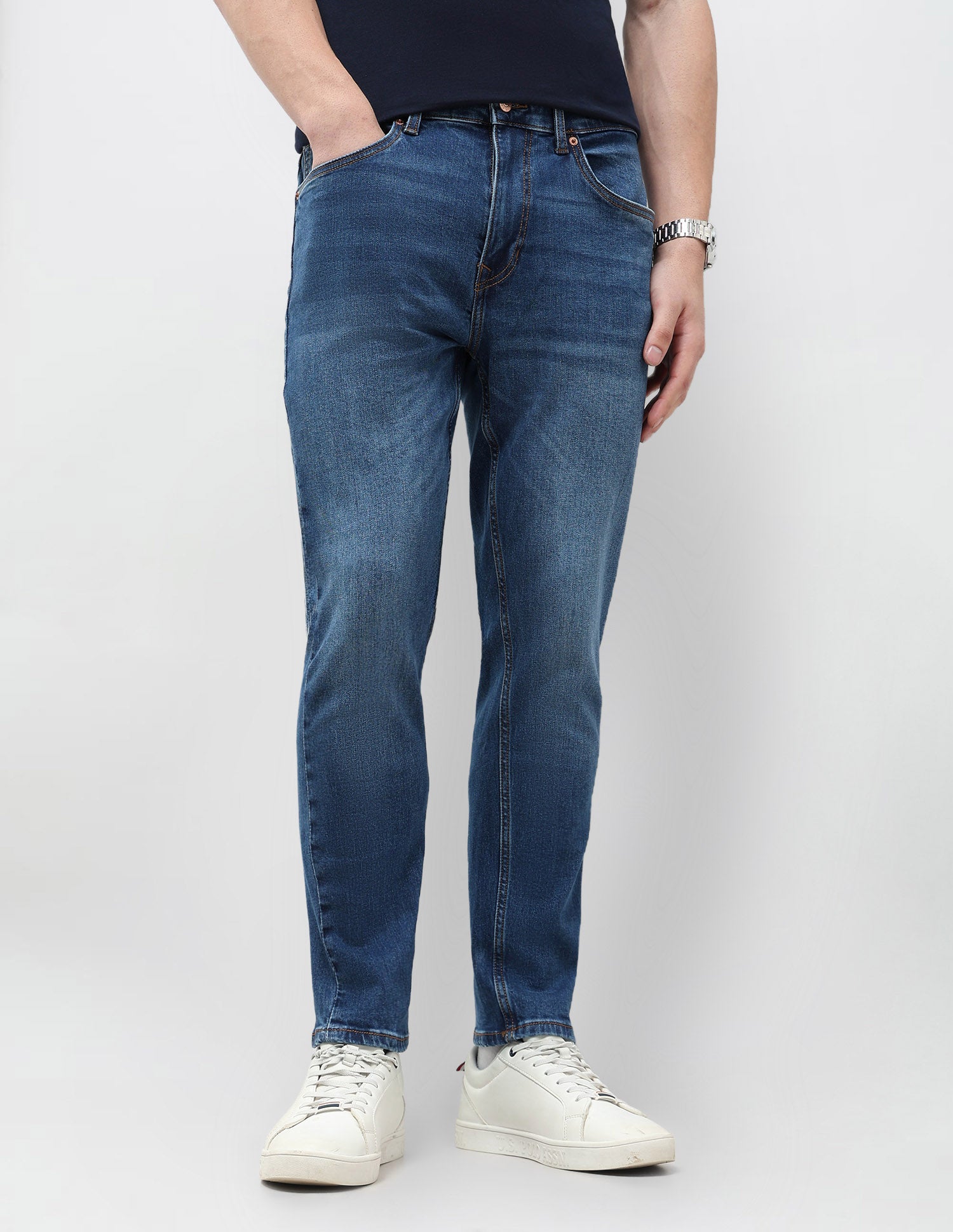 Cole Comfort Cropped Fit Blue Jeans