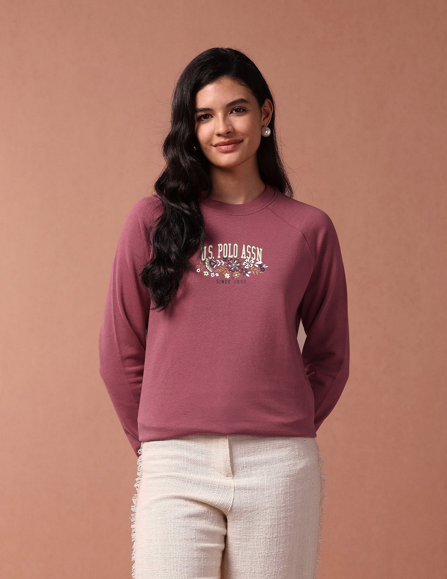 Brand Print Raglan Sleeve Sweatshirt