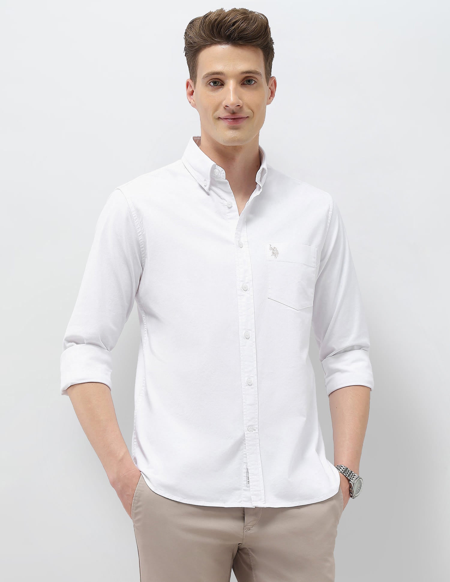 Tailored Fit Oxford Shirt White - U.S. Polo Assn. India | Large