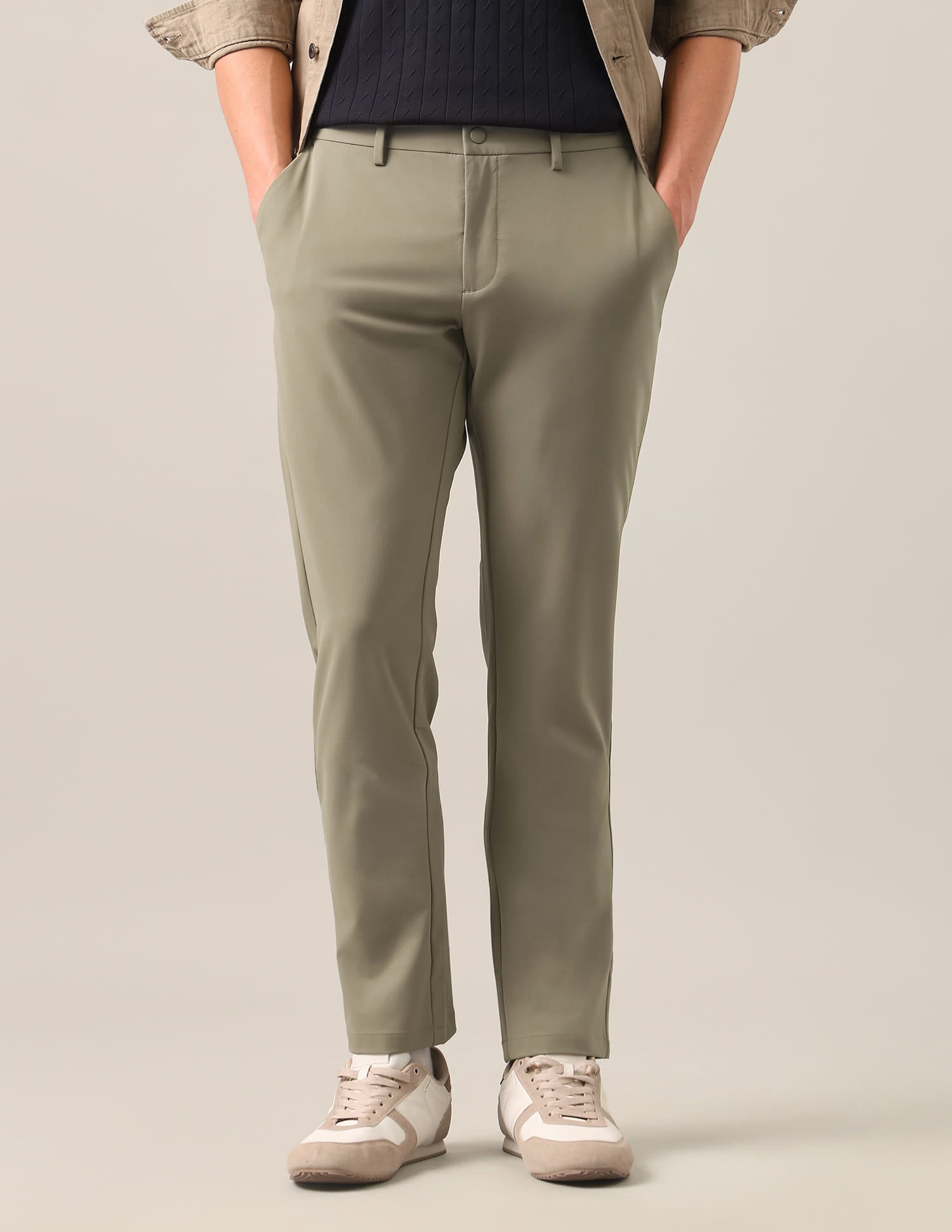 Denver Slim Fit Mid Rise Trousers Beige - U.S. Polo Assn. India | Large