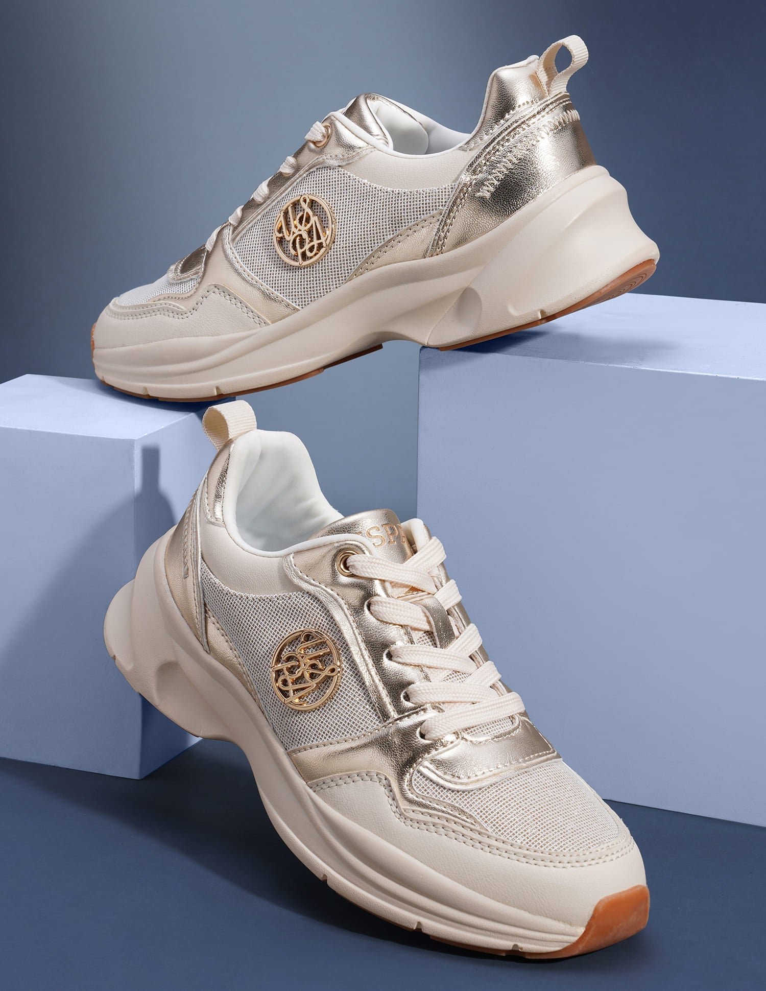 Ginevra Gold Lightweight Sneaker Shoes Gold - U.S. Polo Assn. India | Large