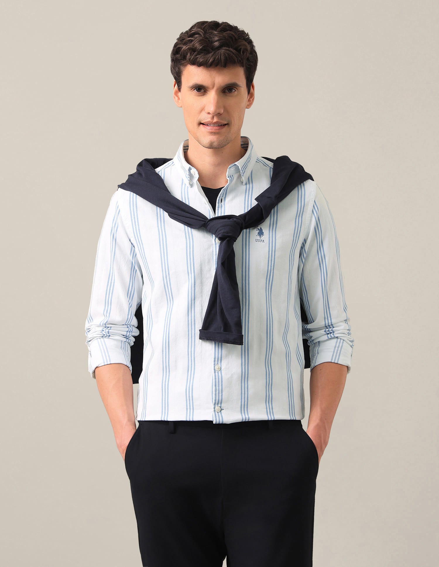 Vertical Striped Button Down Shirt