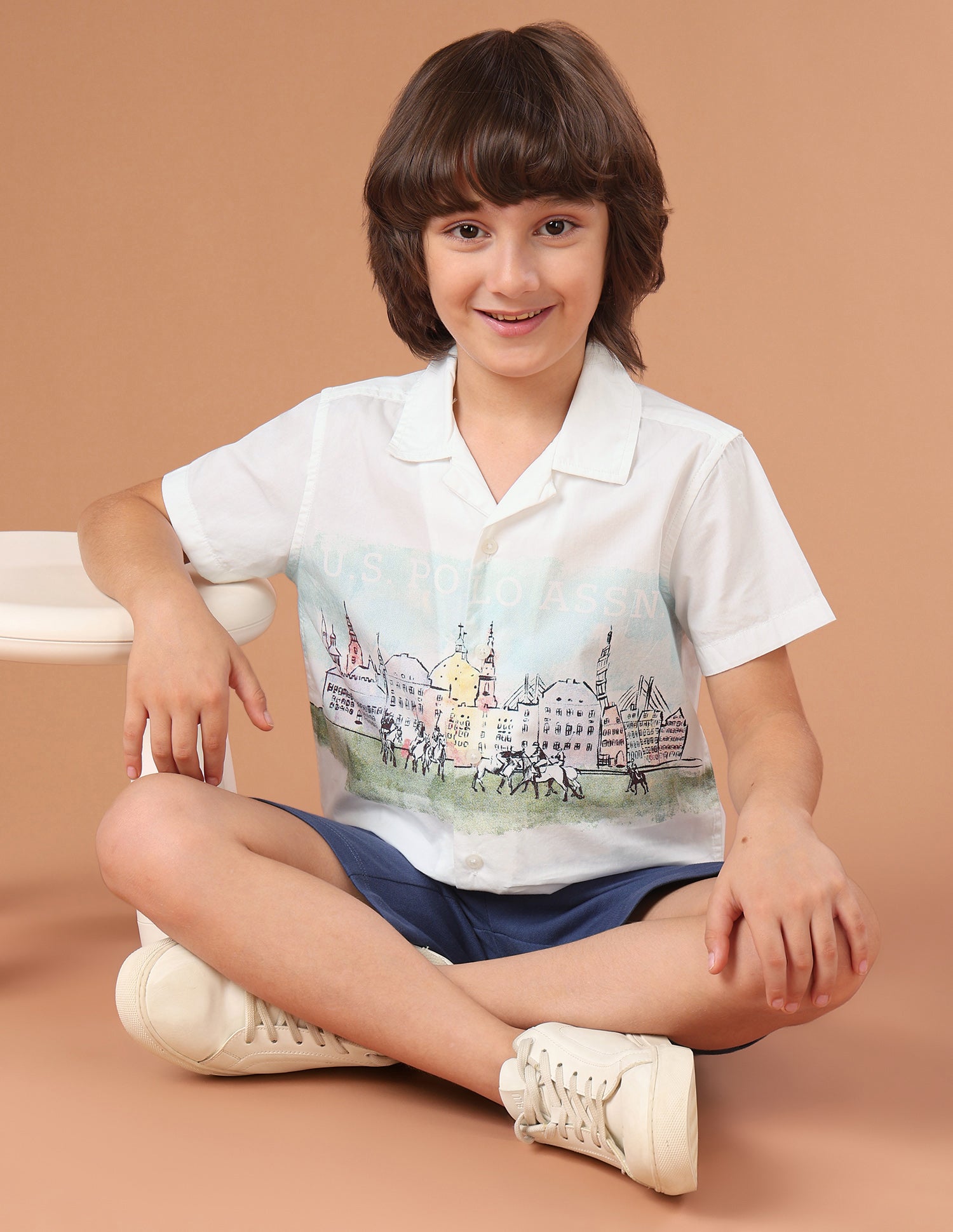 Graphic Brand Printed Regular Fit Shirt White - U.S. Polo Assn. India | Large