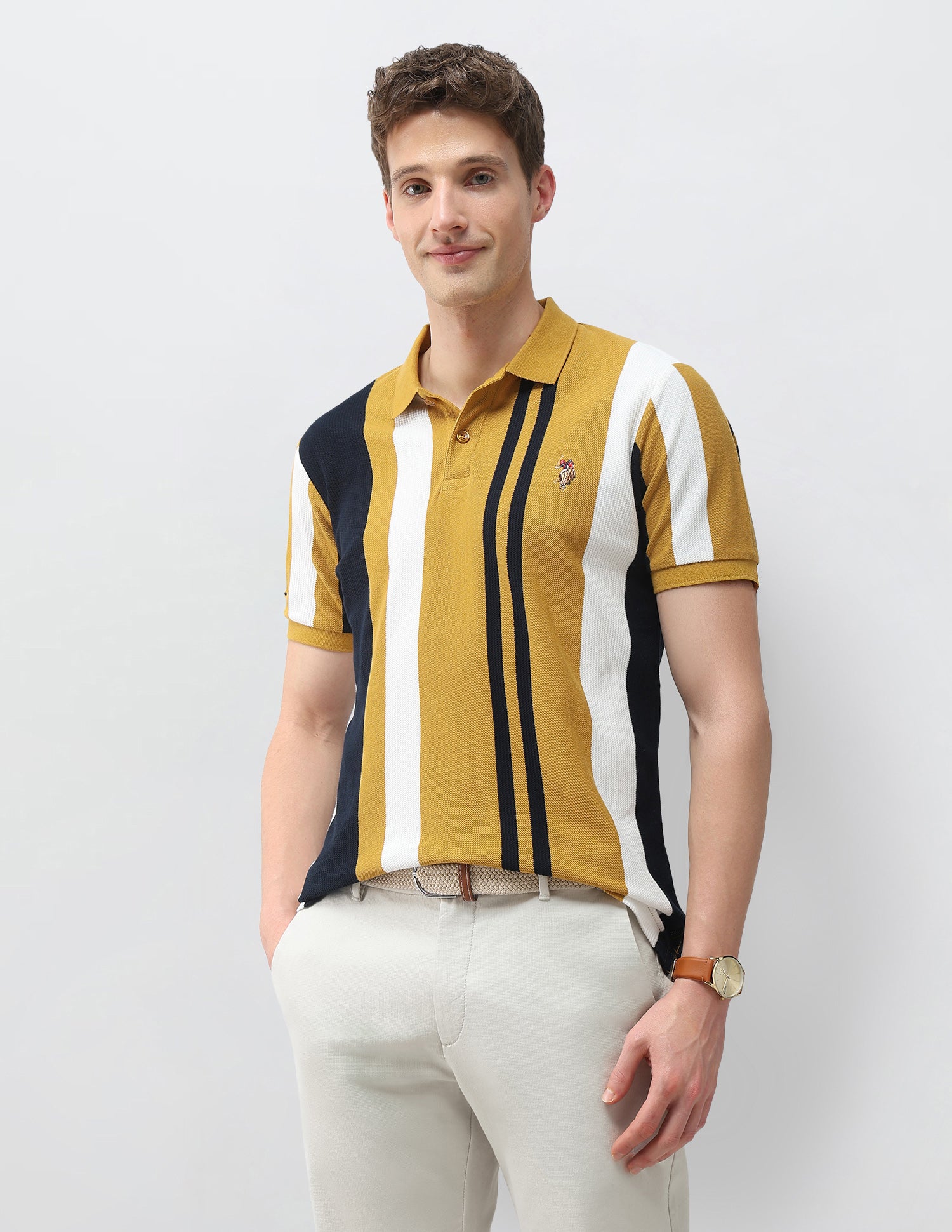 Vertical Striped Slim Fit Polo Shirt