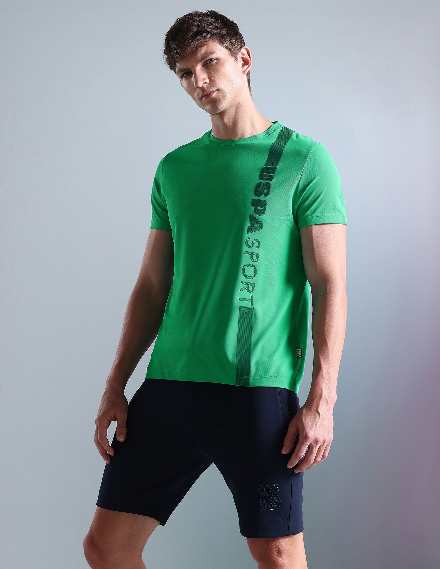 Brand Stripe Honeycomb T-Shirt Green - U.S. Polo Assn. India | Large