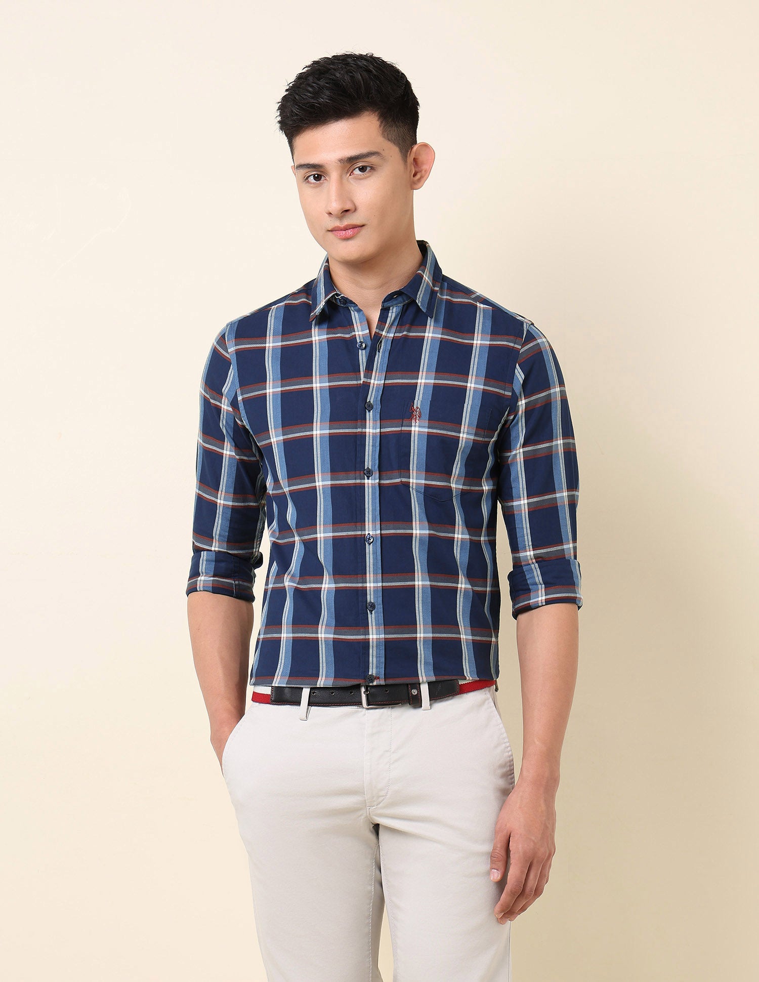 Pure Cotton Tartan Checked Shirt Navy - U.S. Polo Assn. India | Large