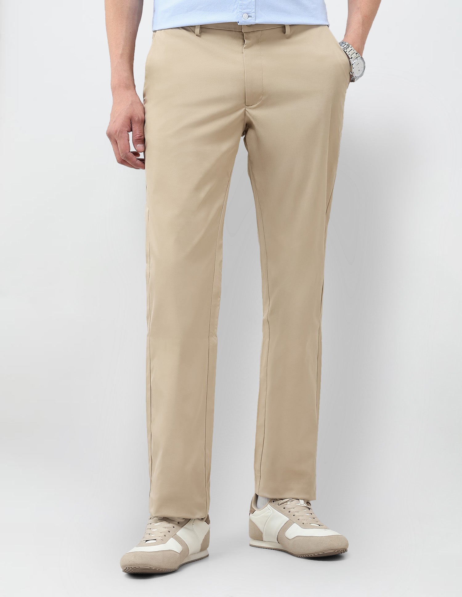 Riley Straight Fit Twill Trousers Khaki - U.S. Polo Assn. India | Large