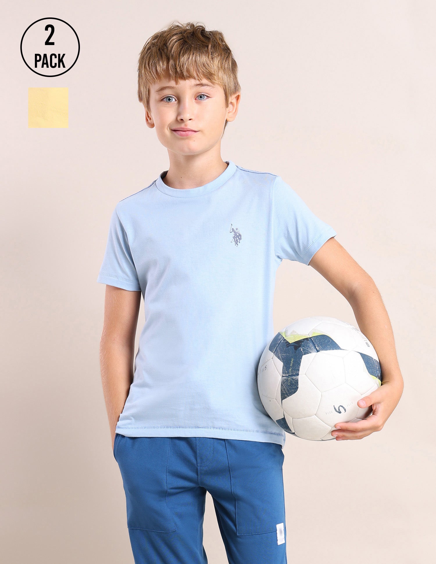 Boys Comfort Fit Solid T-Shirt - Pack Of 2