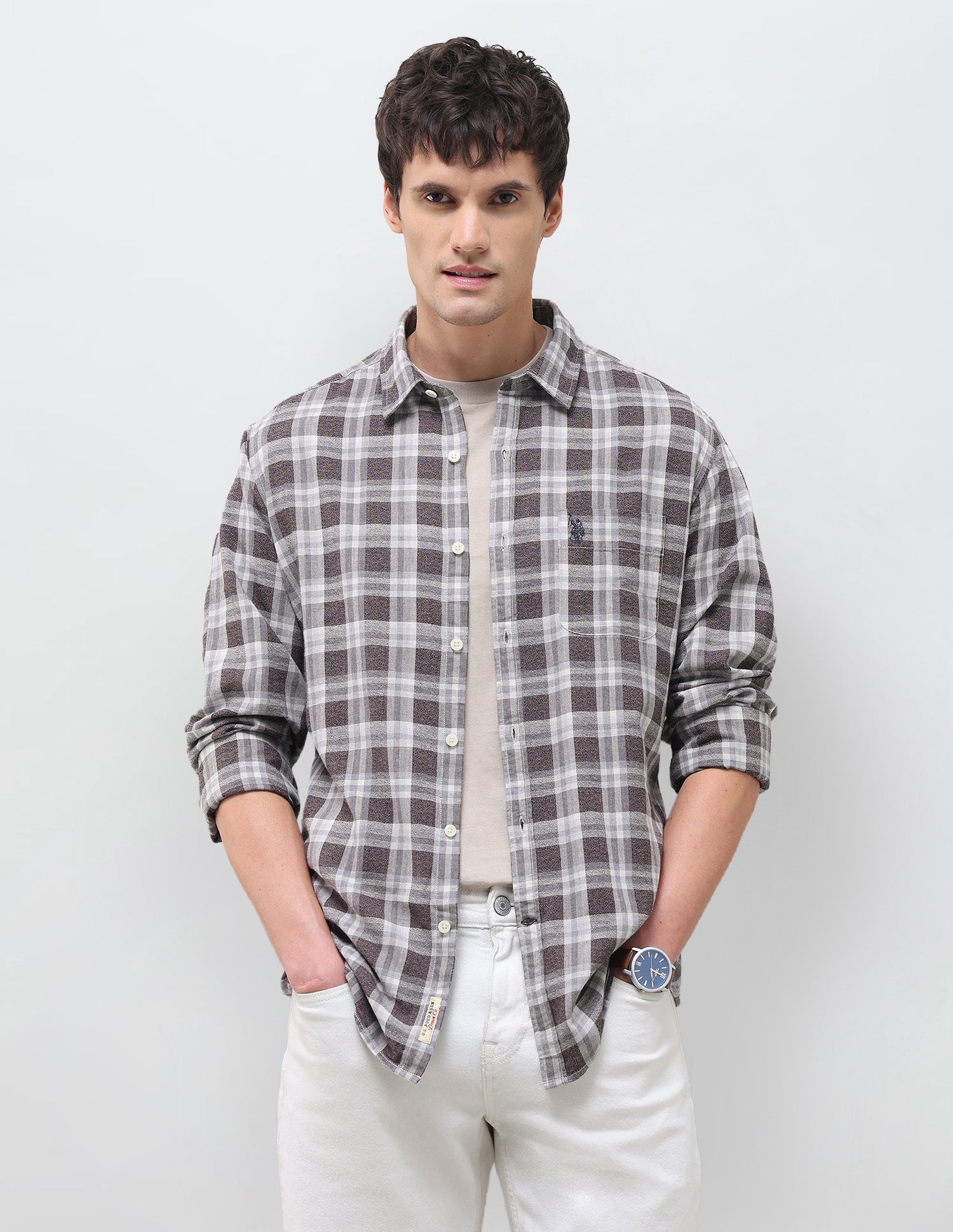 Tartan Checked Regular Fit Shirt Brown - U.S. Polo Assn. India | Large