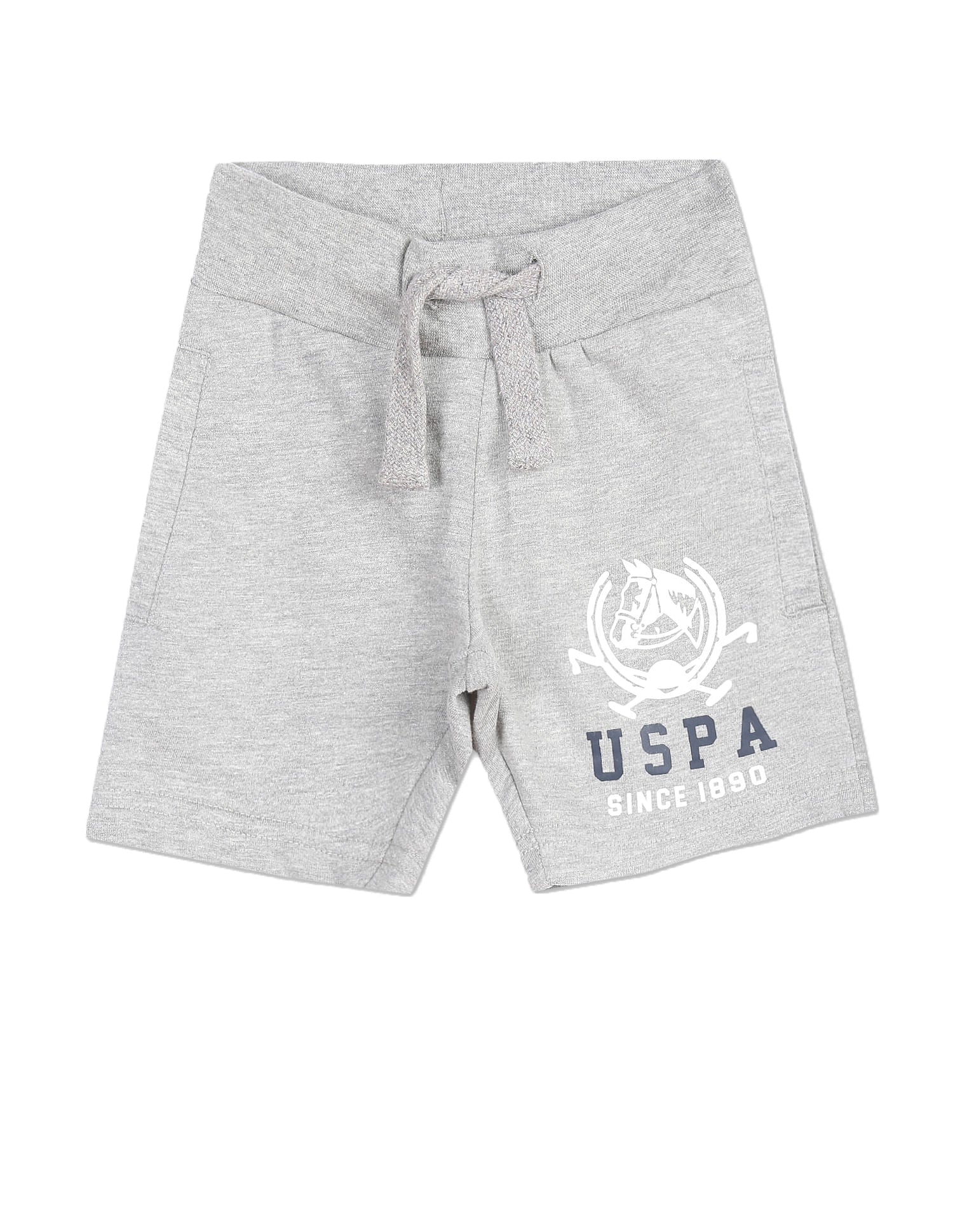 Boys Grey Elasticized Waist Heathered Shorts