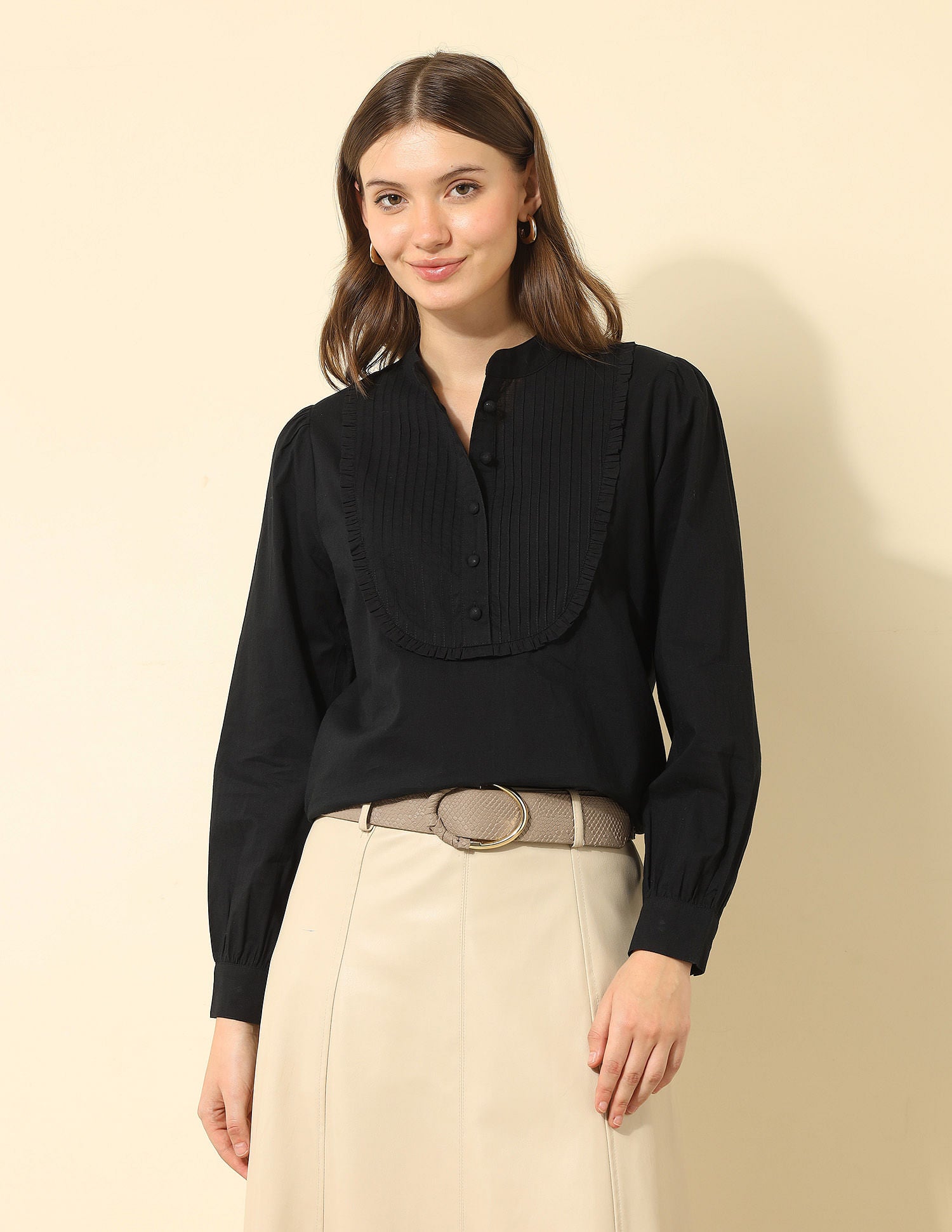 Pintuck Yoke Top Black - U.S. Polo Assn. India | Large