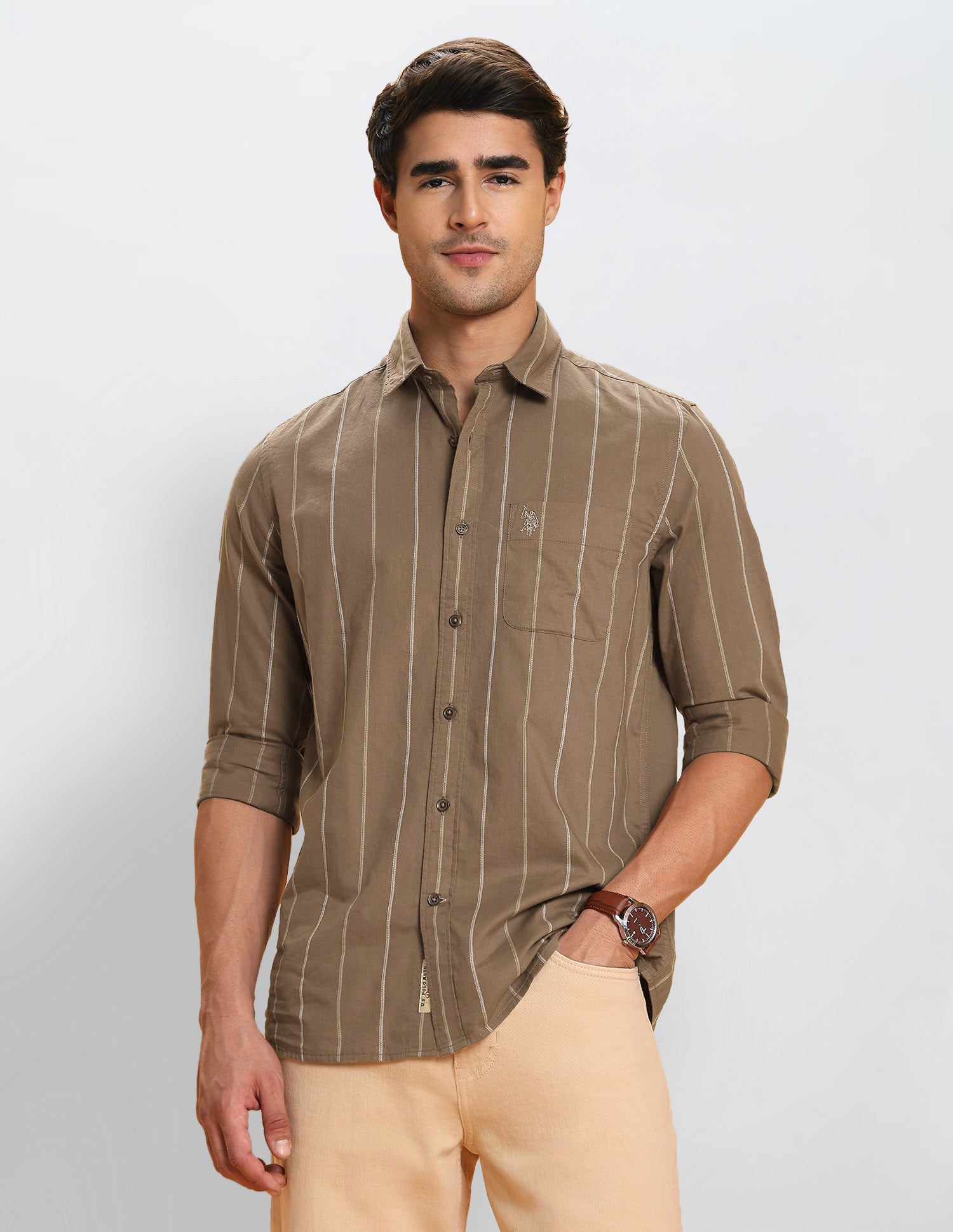 Slim Fit Vertical Striped Shirt