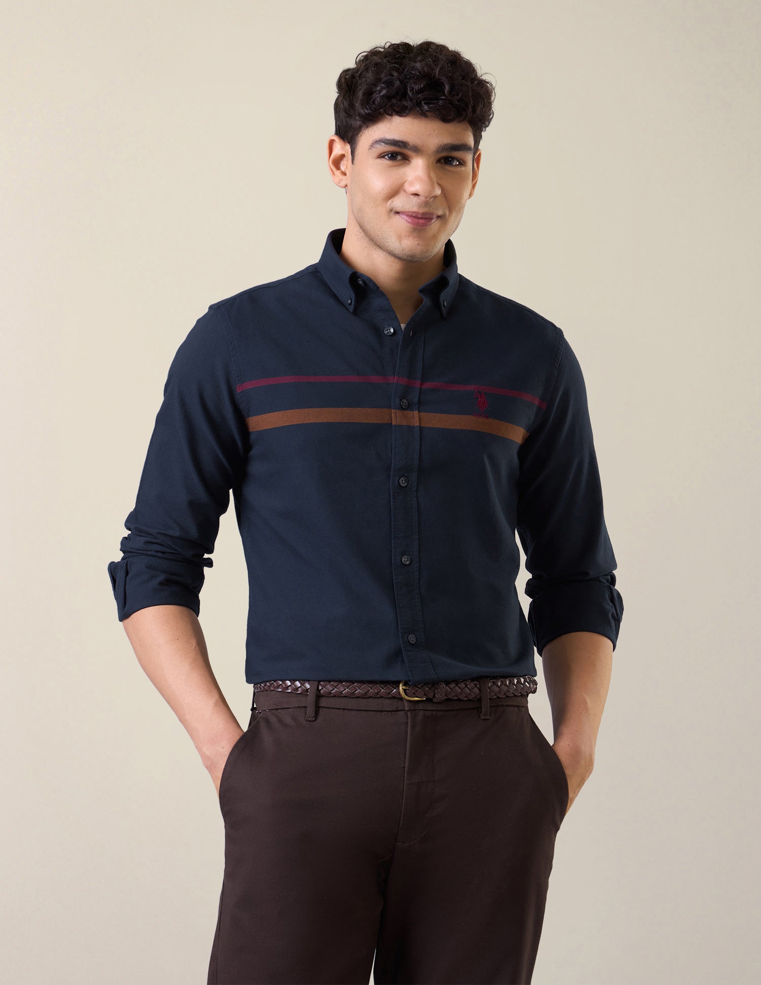 Oxford Tailored Fit Button-Down Shirt Navy - U.S. Polo Assn. India | Large